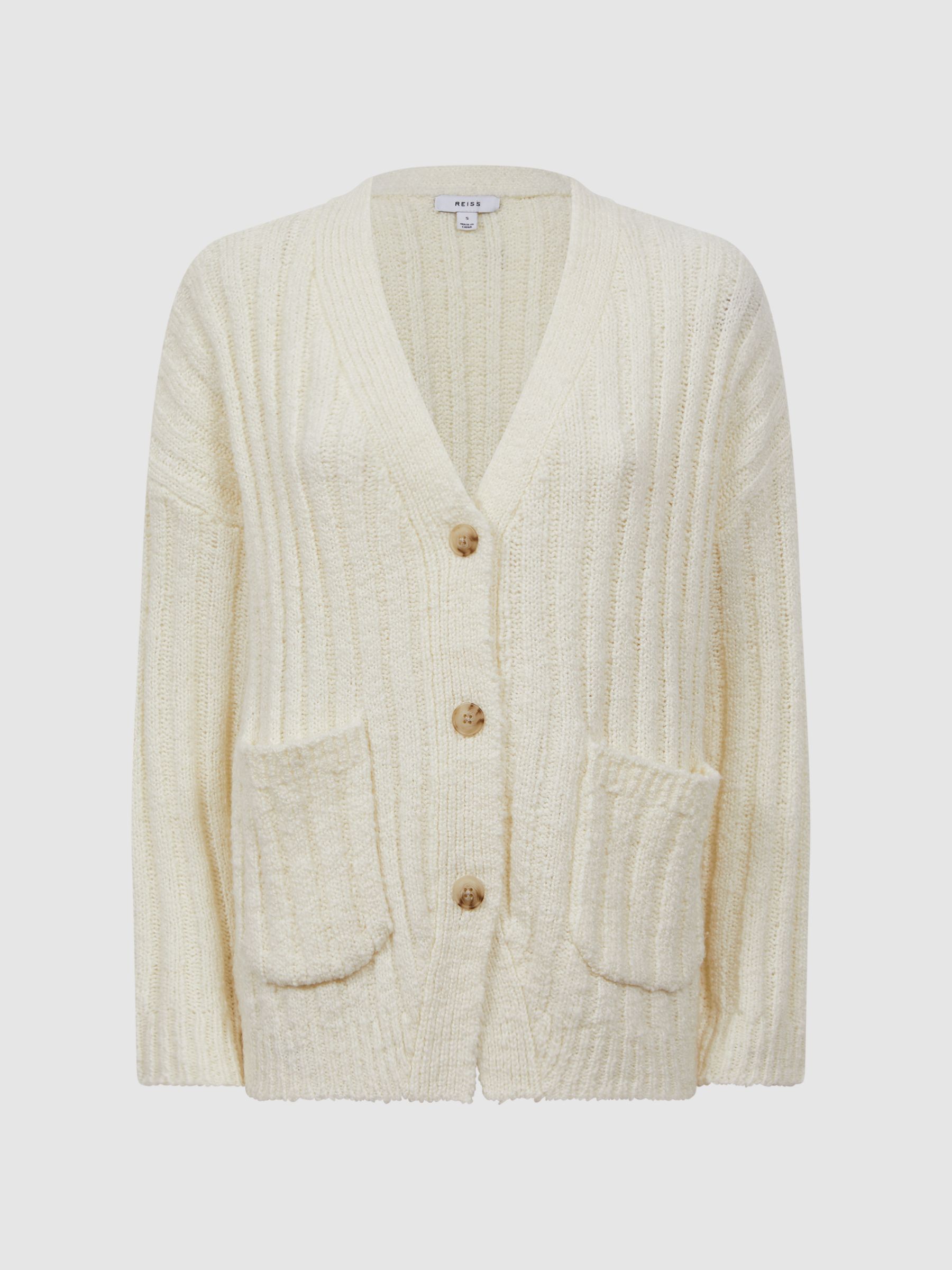 Relaxed Wool Blend Cardigan in Neutral - Image 2 of 5