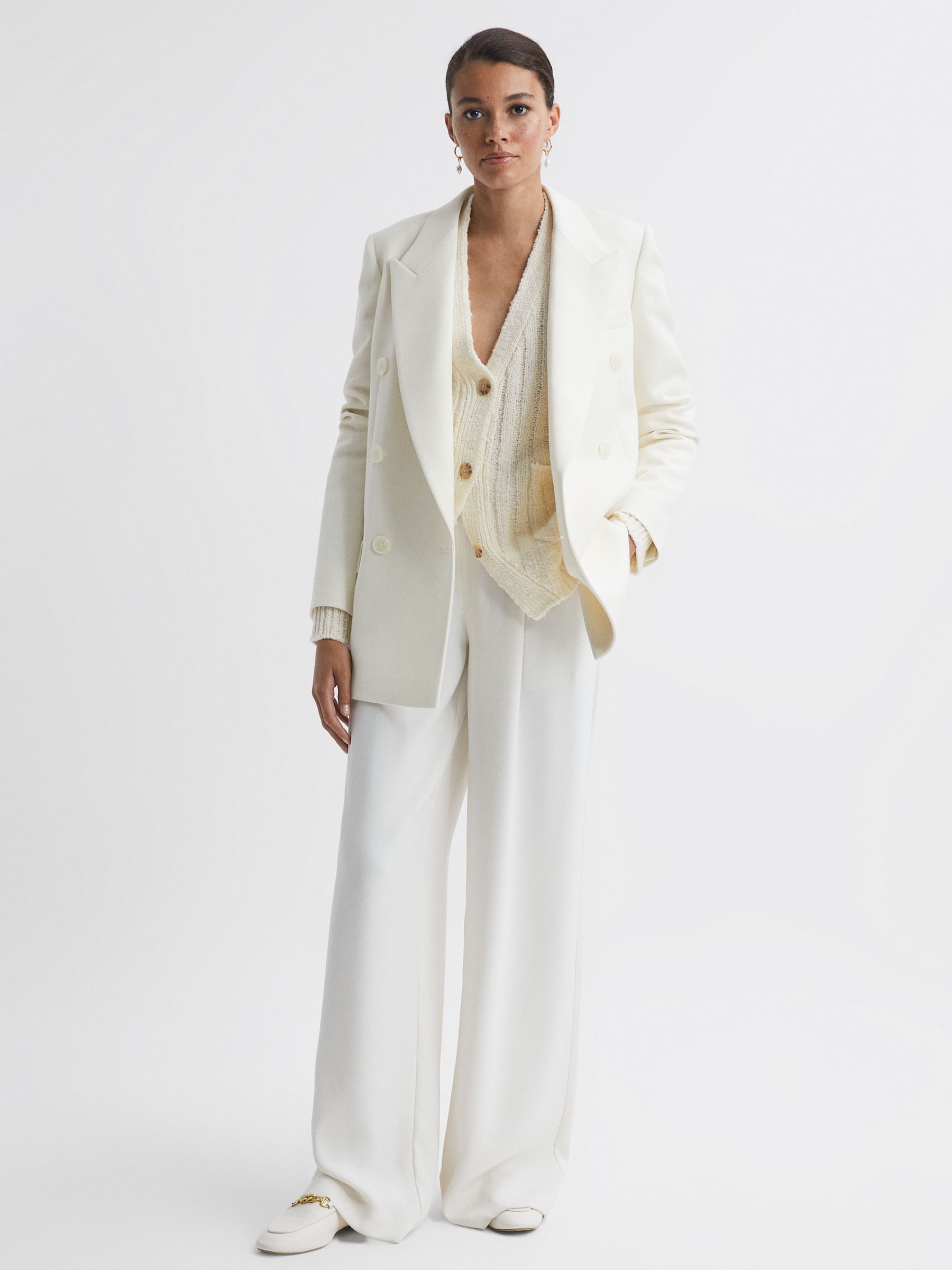 Relaxed Wool Blend Cardigan in Neutral - image 3