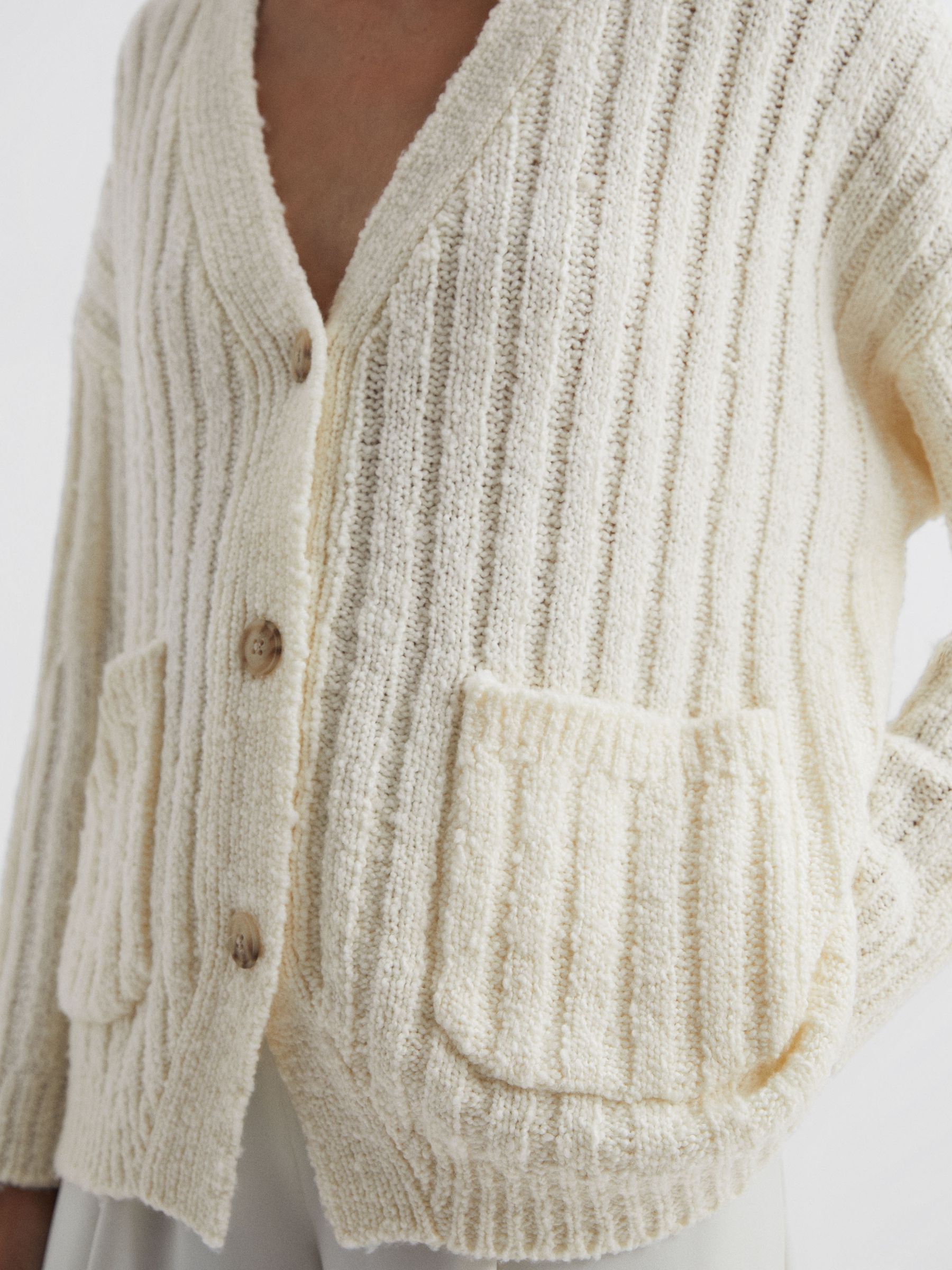 Relaxed Wool Blend Cardigan in Neutral - Image 4 of 5