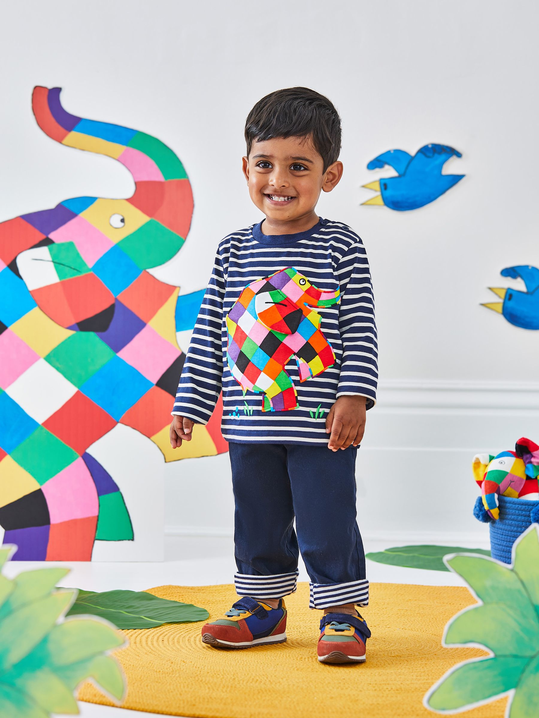 Navy Ecru Stripe Kids' Elmer Appliqué Top - Image 1 of 3