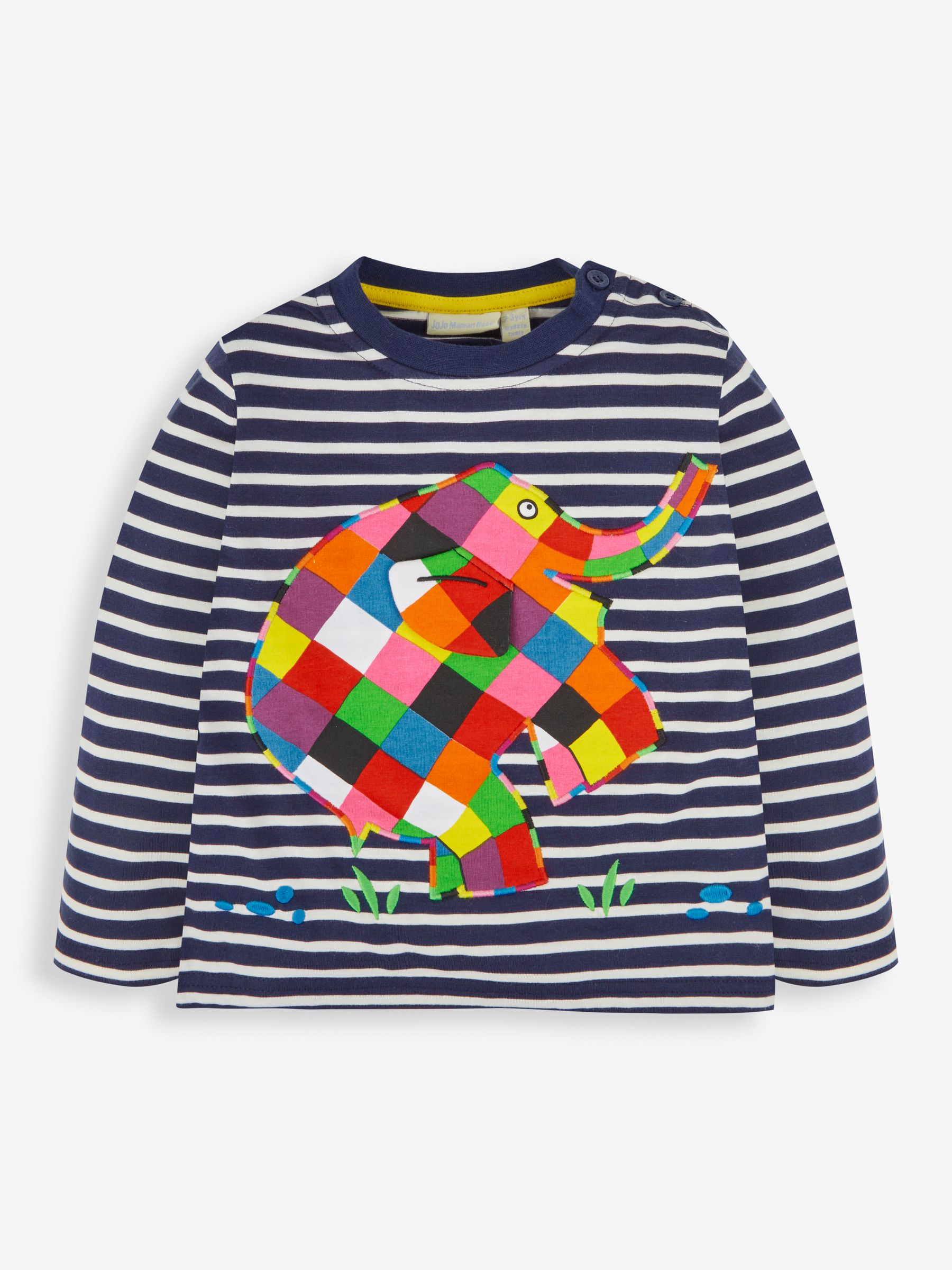 Navy Ecru Stripe Kids' Elmer Appliqué Top - Image 2 of 3