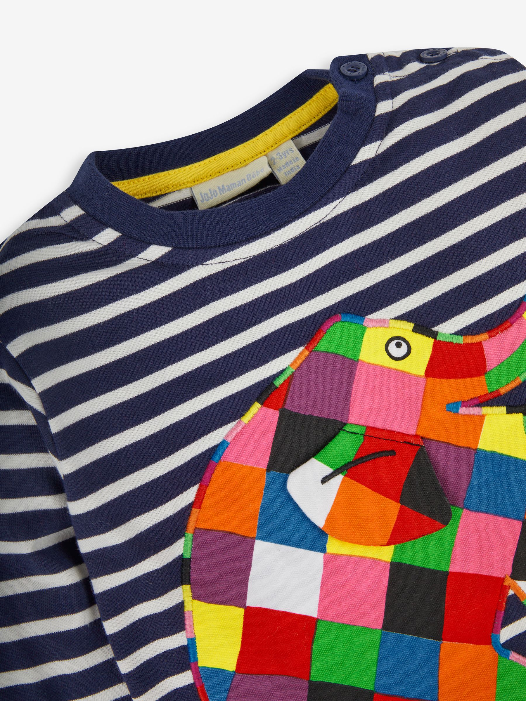 Navy Ecru Stripe Kids' Elmer Appliqué Top - Image 3 of 3