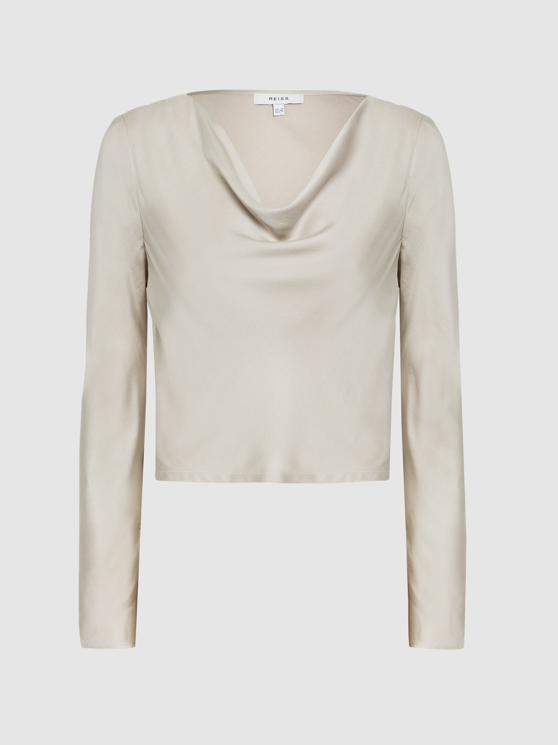 Metallic Cowl Neck Top in Silver - Image 2 of 5 Metallic Cowl Neck Top in Silver - Image 2 of 5