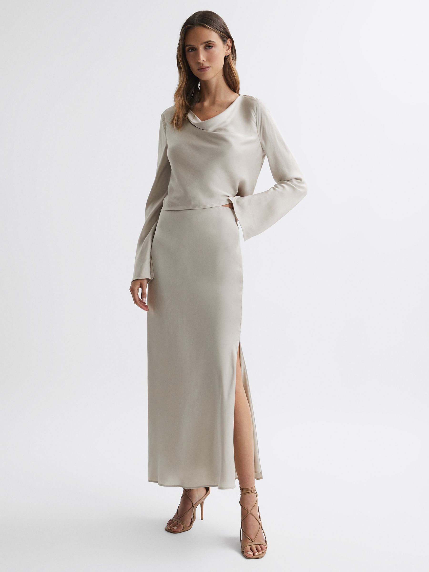 Metallic Cowl Neck Top in Silver - Image 4 of 5