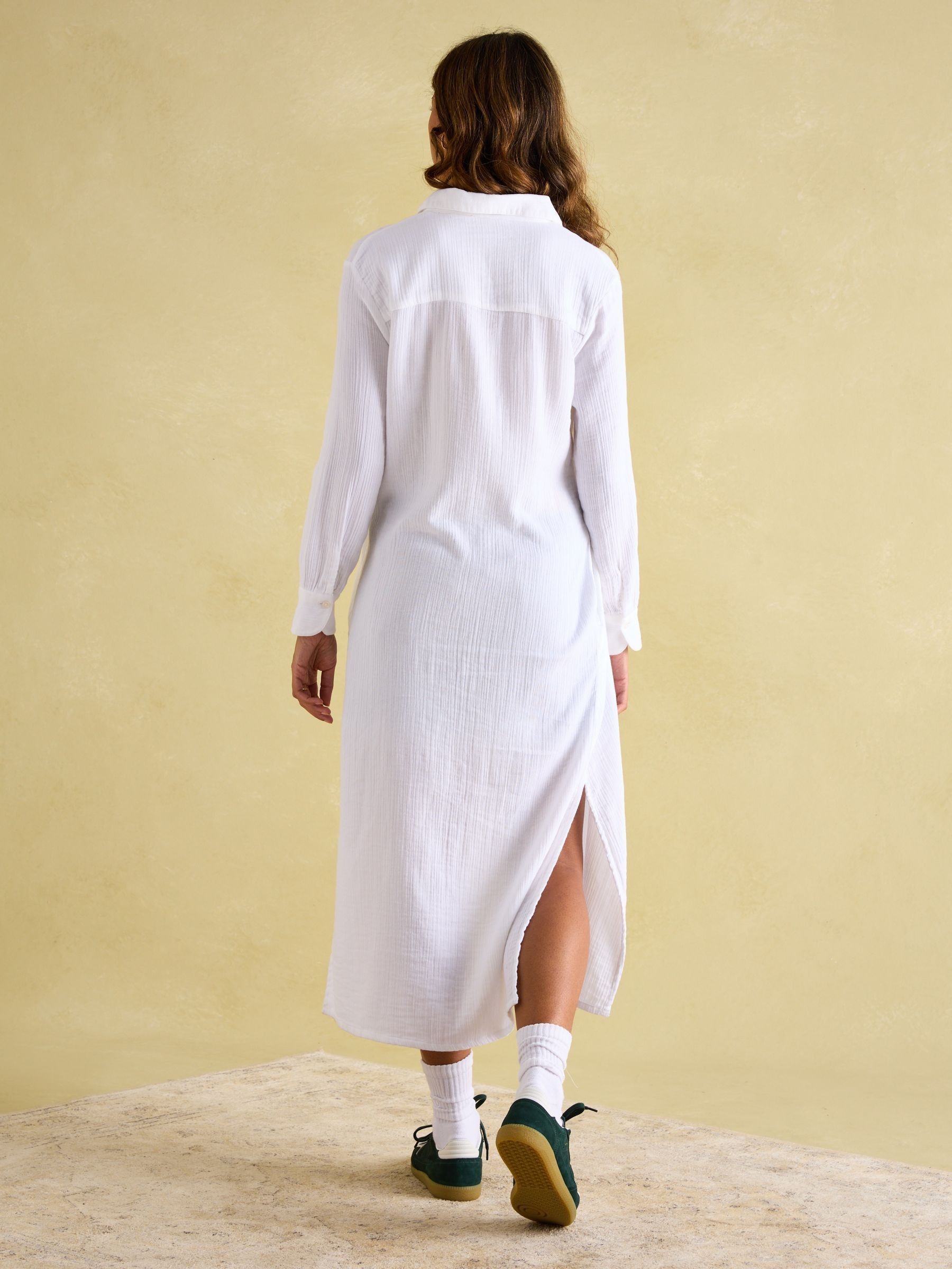 Erica White Button Through Cotton Shirt Dress - Image 2 of 7