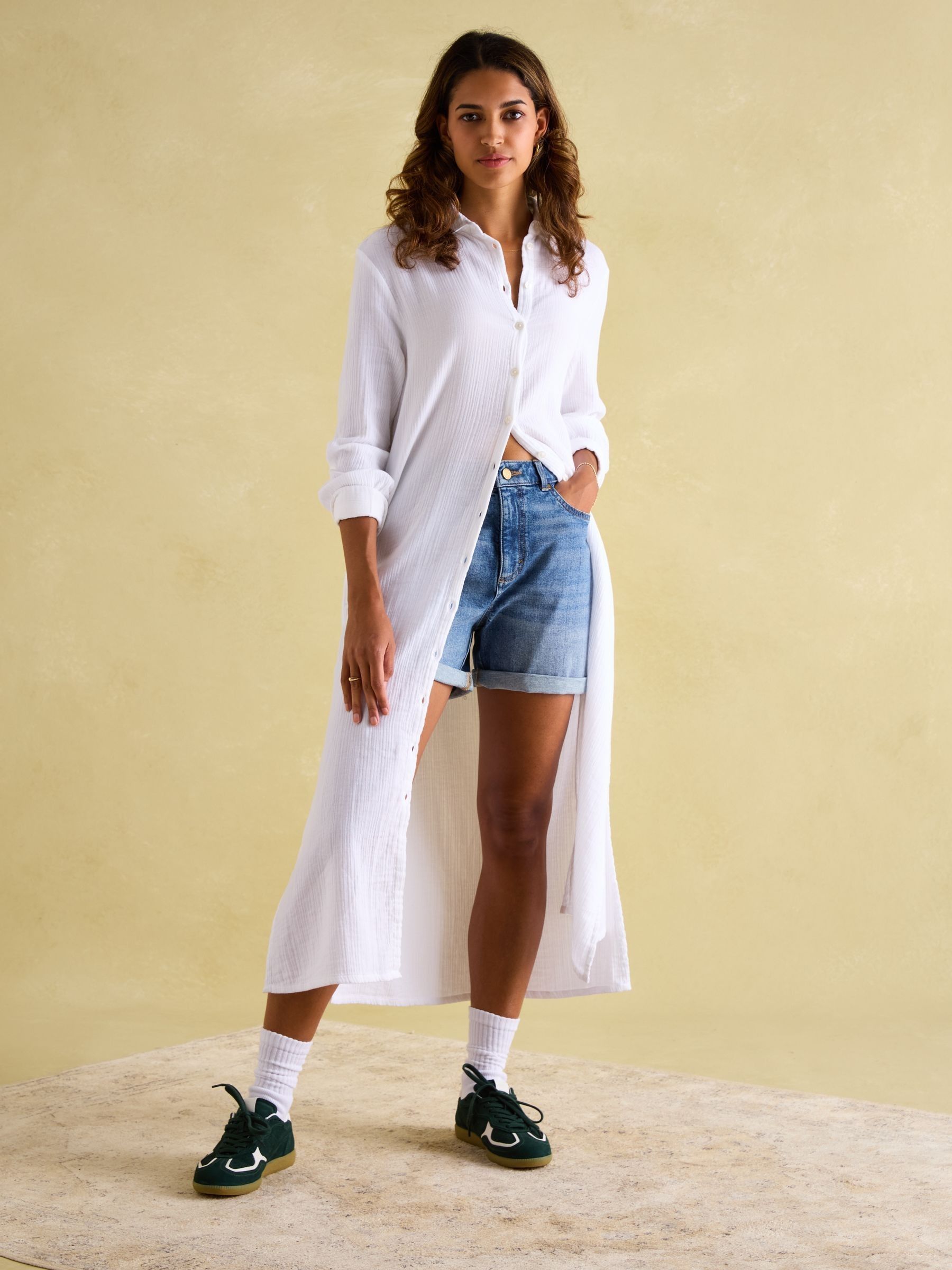 Erica White Button Through Cotton Shirt Dress - Image 3 of 7