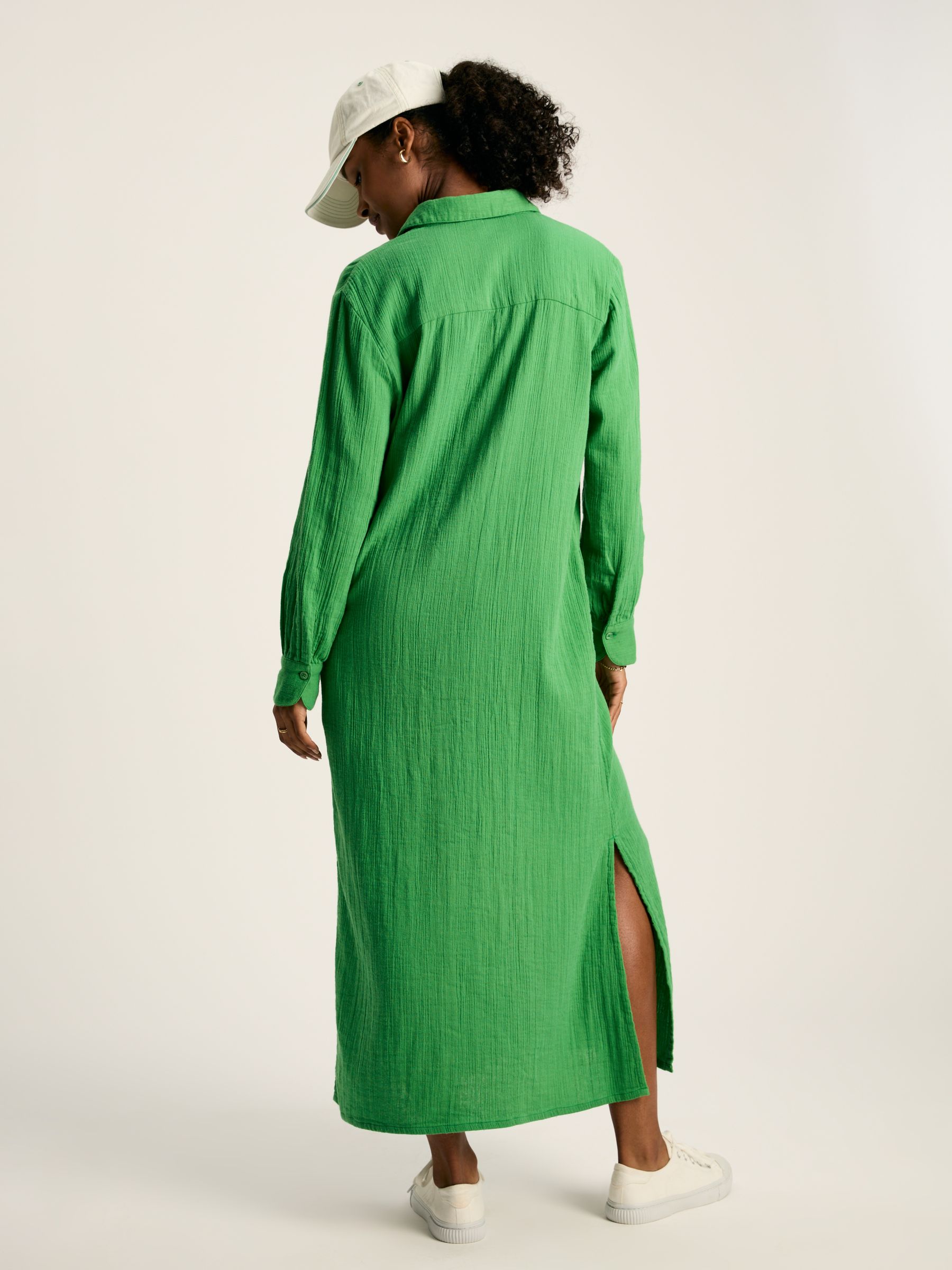Erica Green Button Through Cotton Shirt Dress - Image 2 of 8