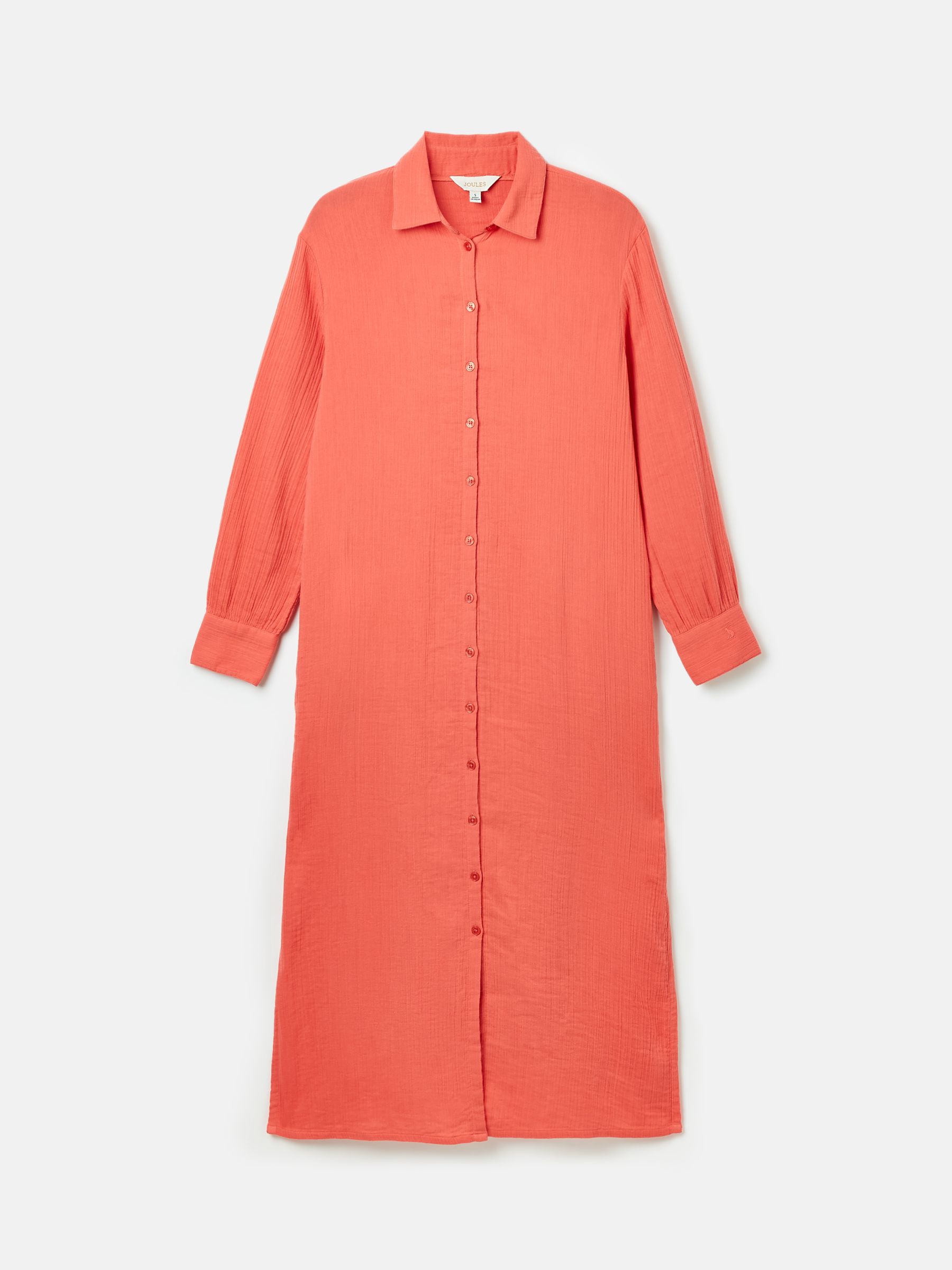 Erica Coral Pink Button Through Cotton Shirt Dress - Image 8 of 8