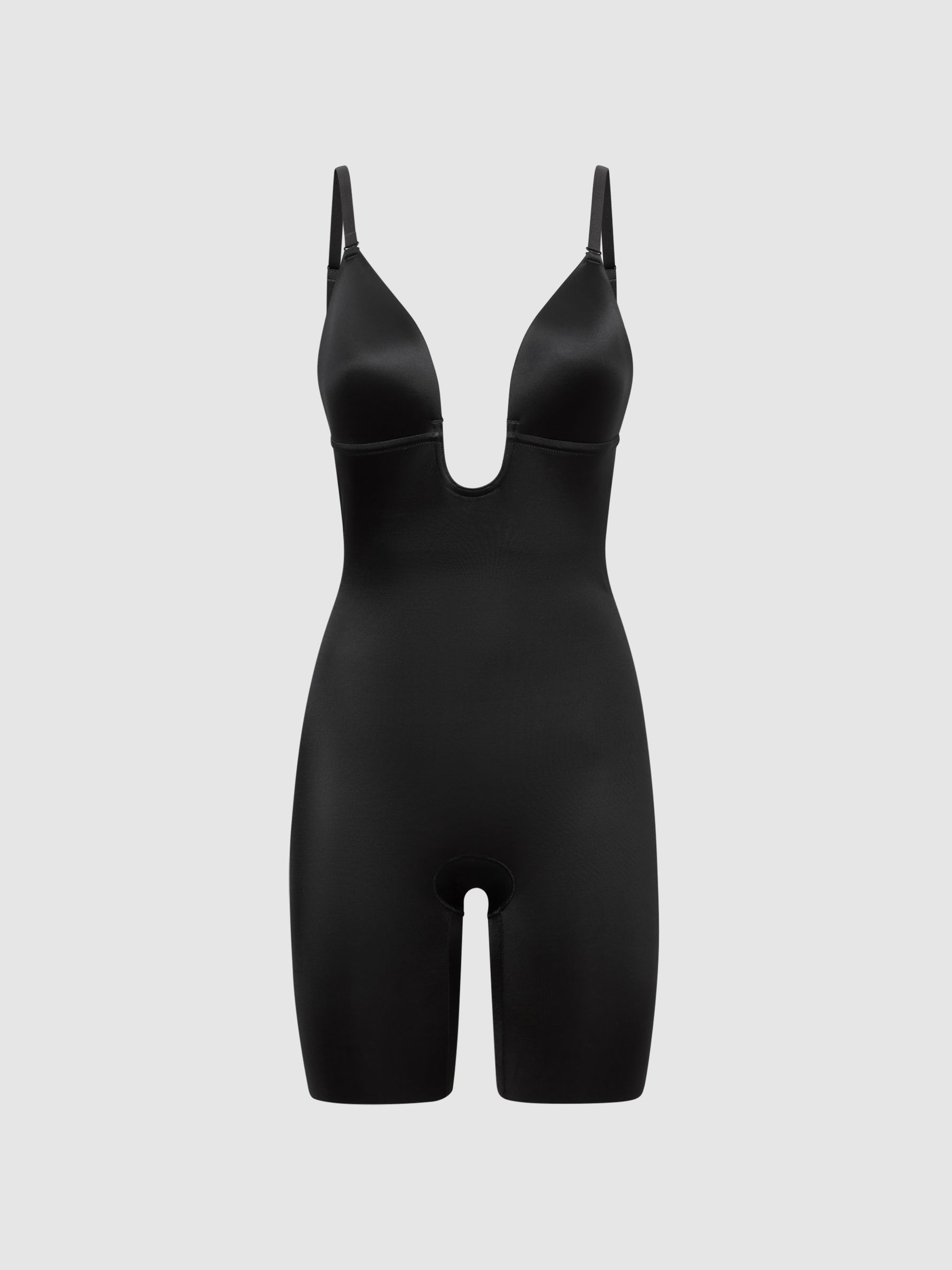 Spanx Shapewear Firming Plunge Low-Back Mid-Thigh Bodysuit in Black - Image 2 of 4