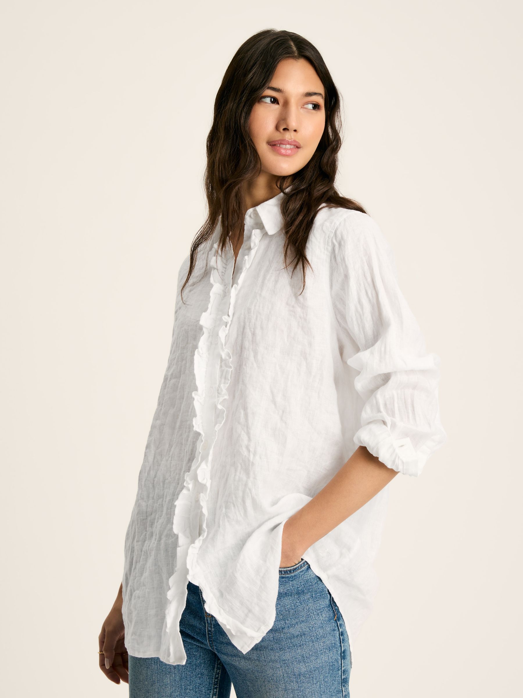 Selene White 100% Linen Shirt - Image 1 of 8