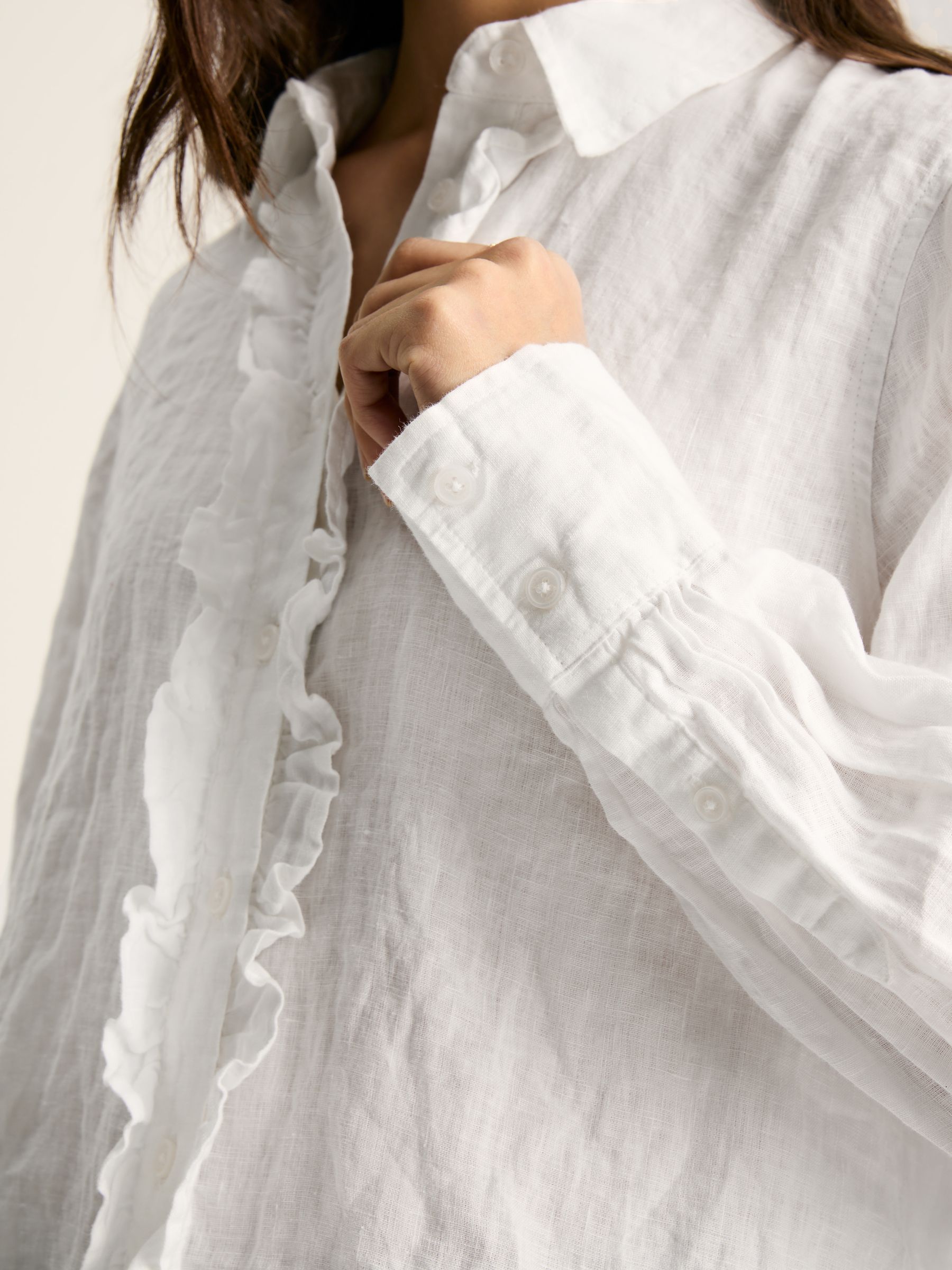 Selene White 100% Linen Shirt - Image 7 of 8