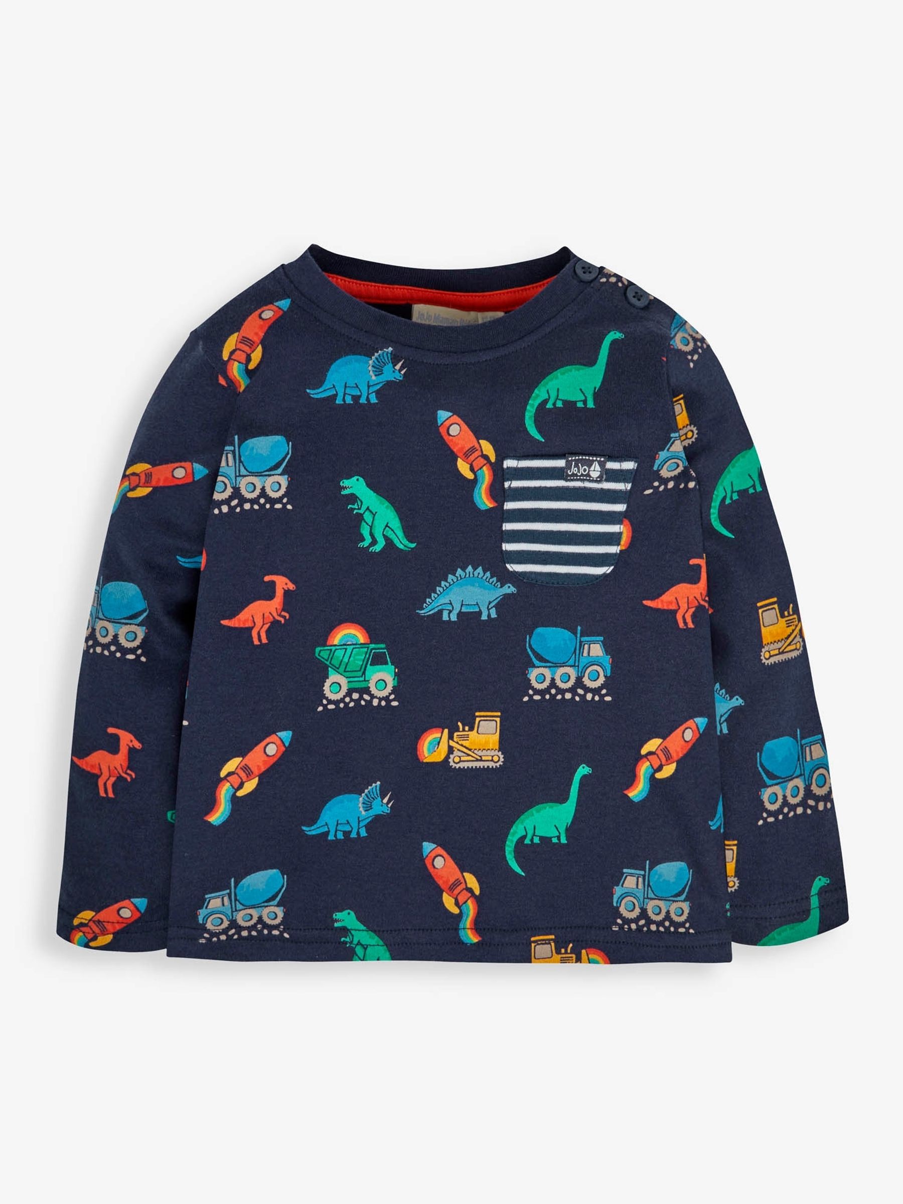 Navy Dino Construction Print Pocket Top - Image 1 of 4