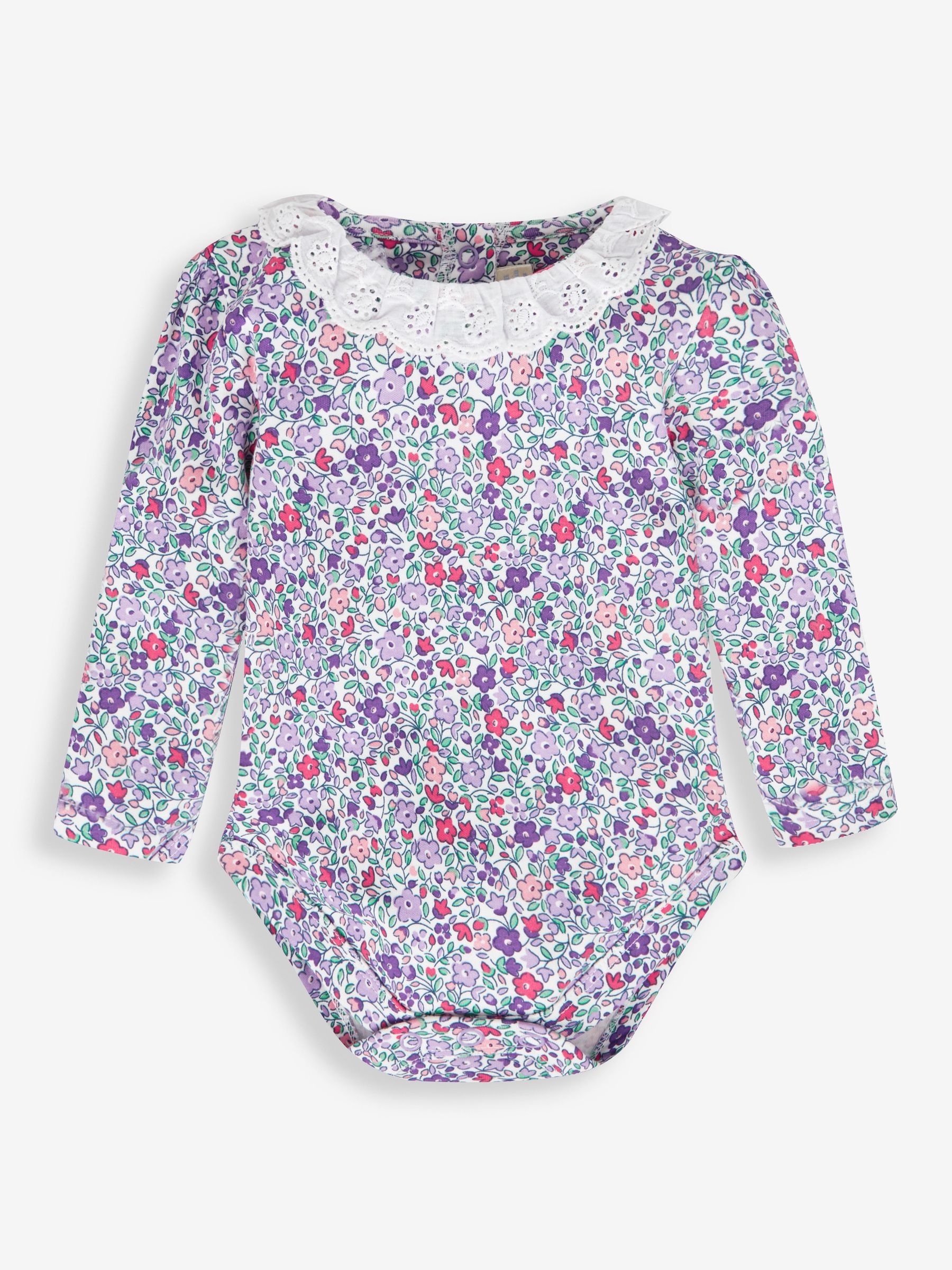 Ditsy Floral Broderie Frill Collar Bodysuit in Cream - Image 1 of 2
