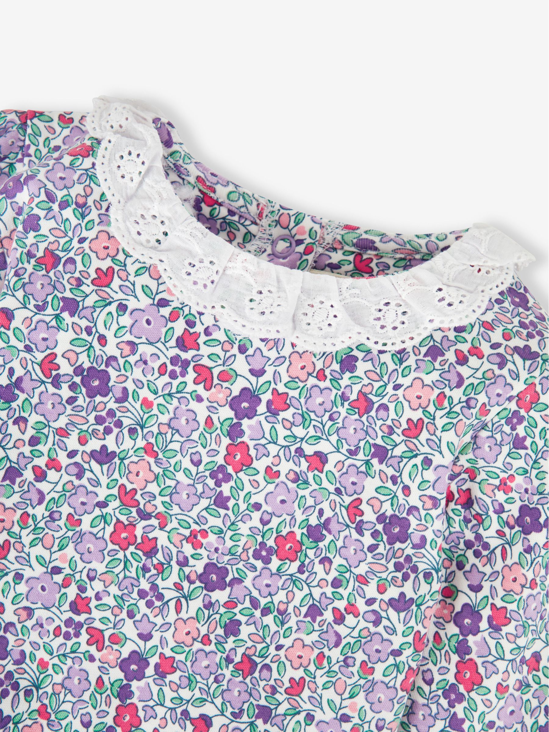 Ditsy Floral Broderie Frill Collar Bodysuit in Cream - Image 2 of 2