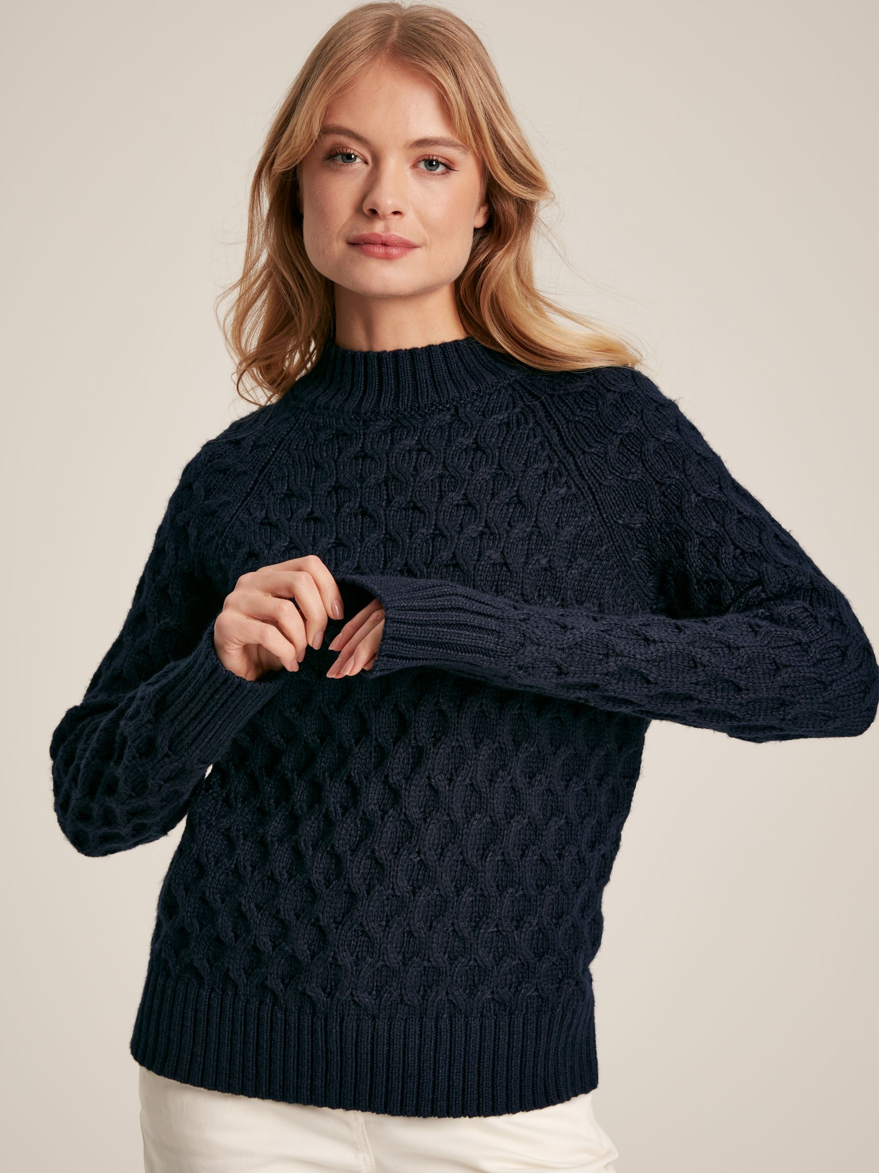 Anita Navy Blue Honeycomb Stitch Jumper - Image 1 of 7