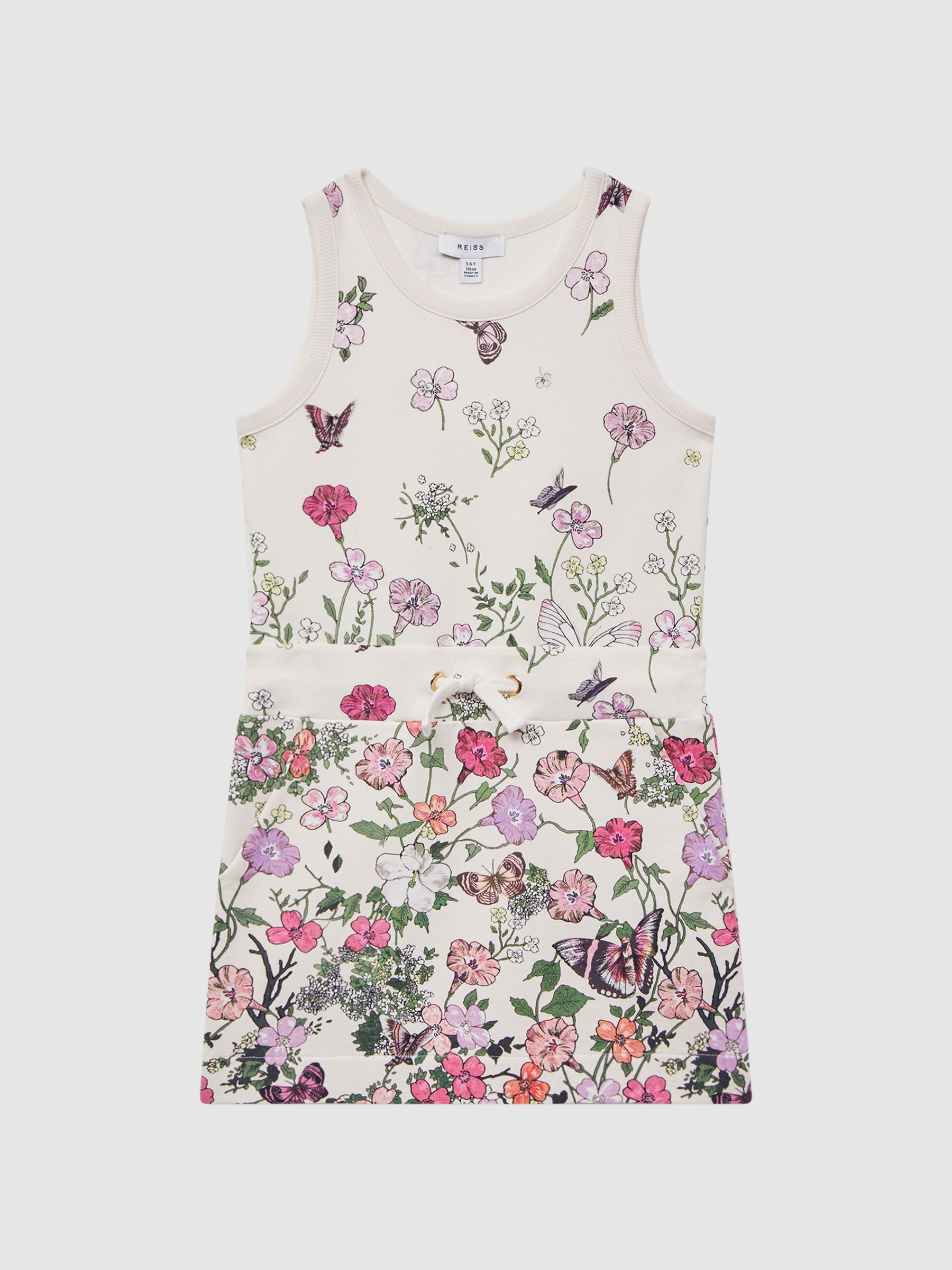 Junior Floral Drawstring Waist Dress in Pink Print - Image 2 of 6 Junior Floral Drawstring Waist Dress in Pink Print - Image 2 of 6