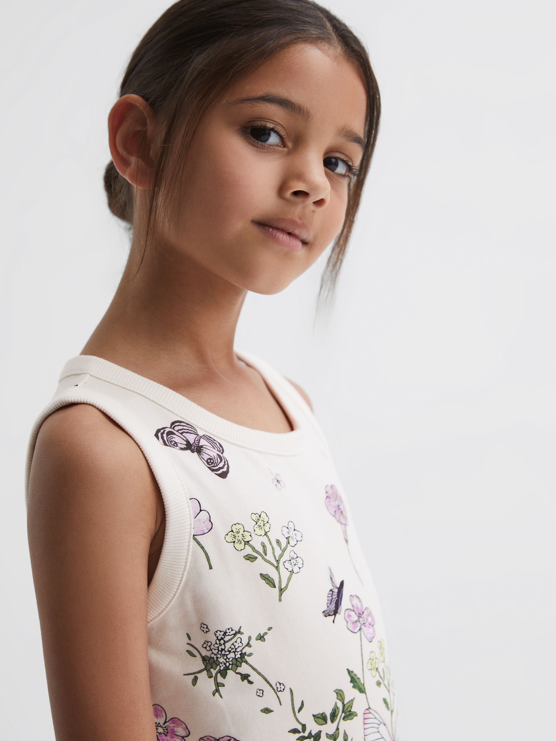 Junior Floral Drawstring Waist Dress in Pink Print - Image 3 of 6