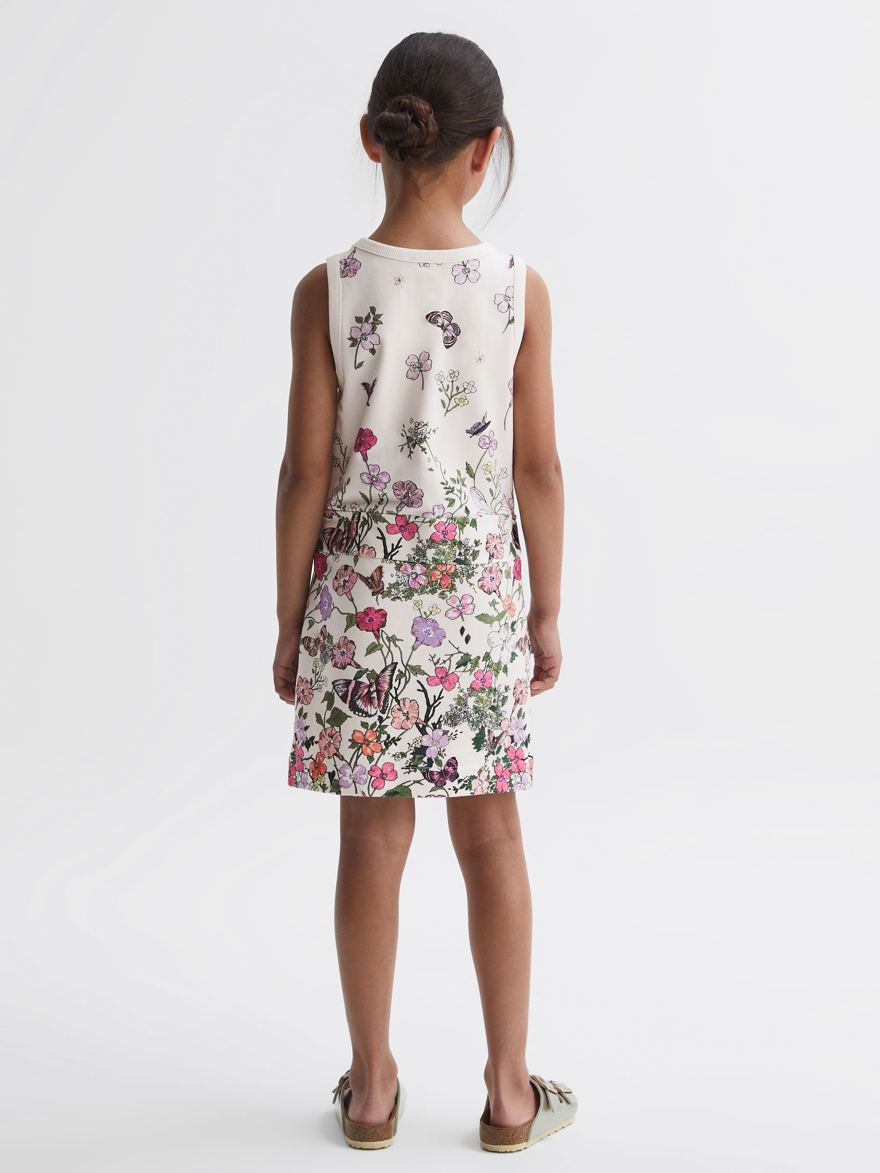 Junior Floral Drawstring Waist Dress in Pink Print - Image 4 of 6