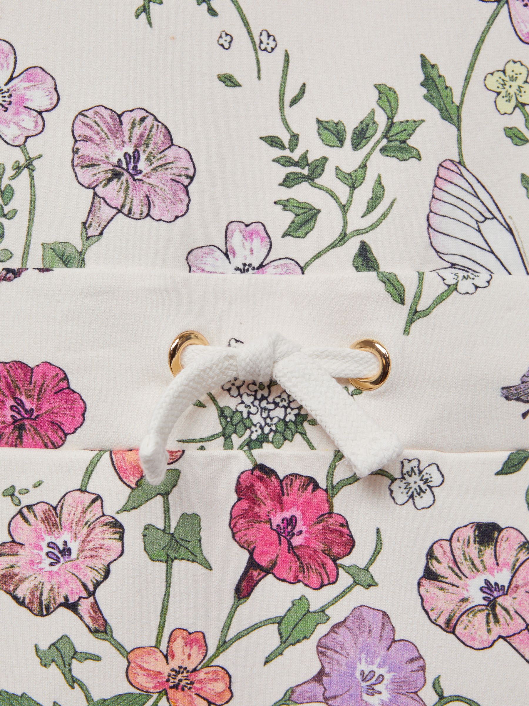 Junior Floral Drawstring Waist Dress in Pink Print - Image 5 of 6