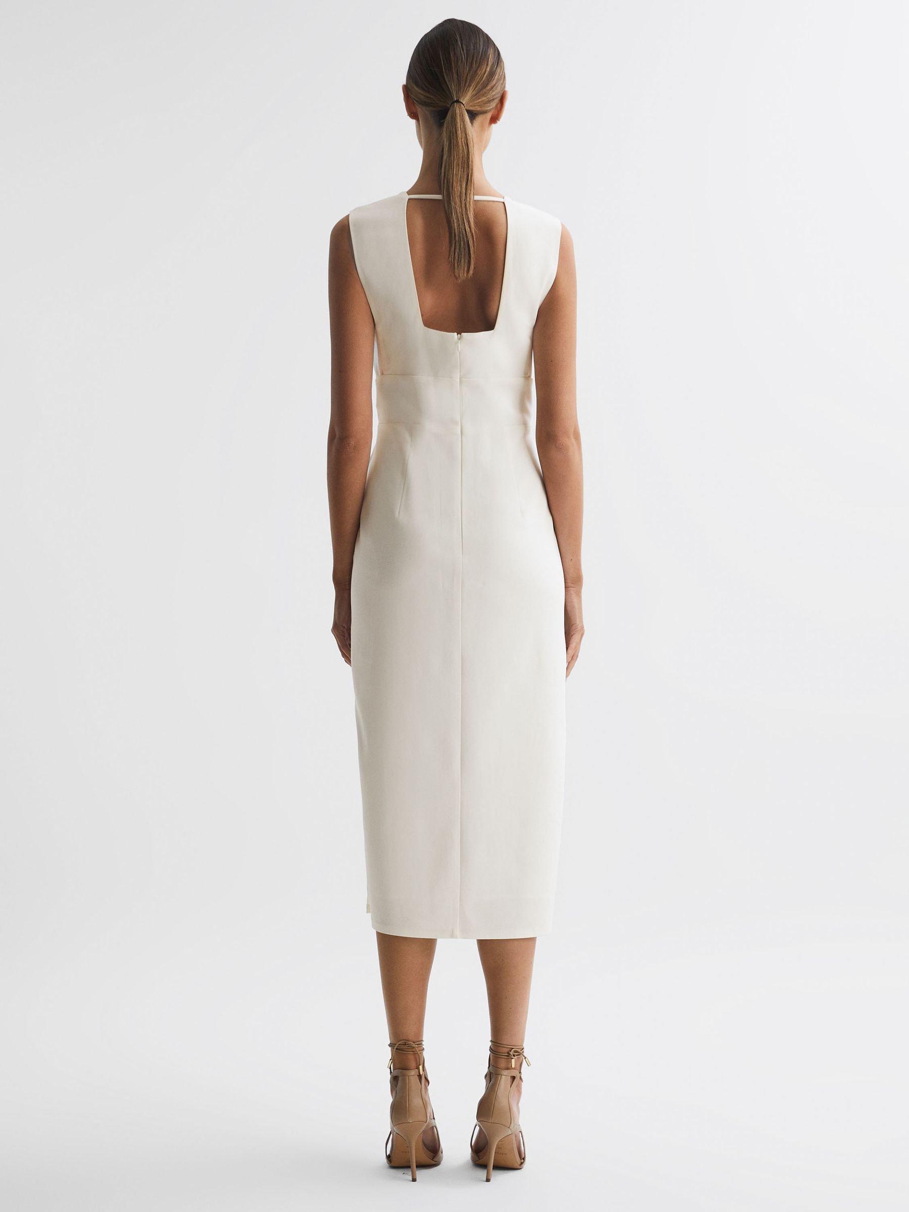 jayla fitted wrap design midi dress Reiss Jayla Fitted Wrap Design Midi Dress, Orange