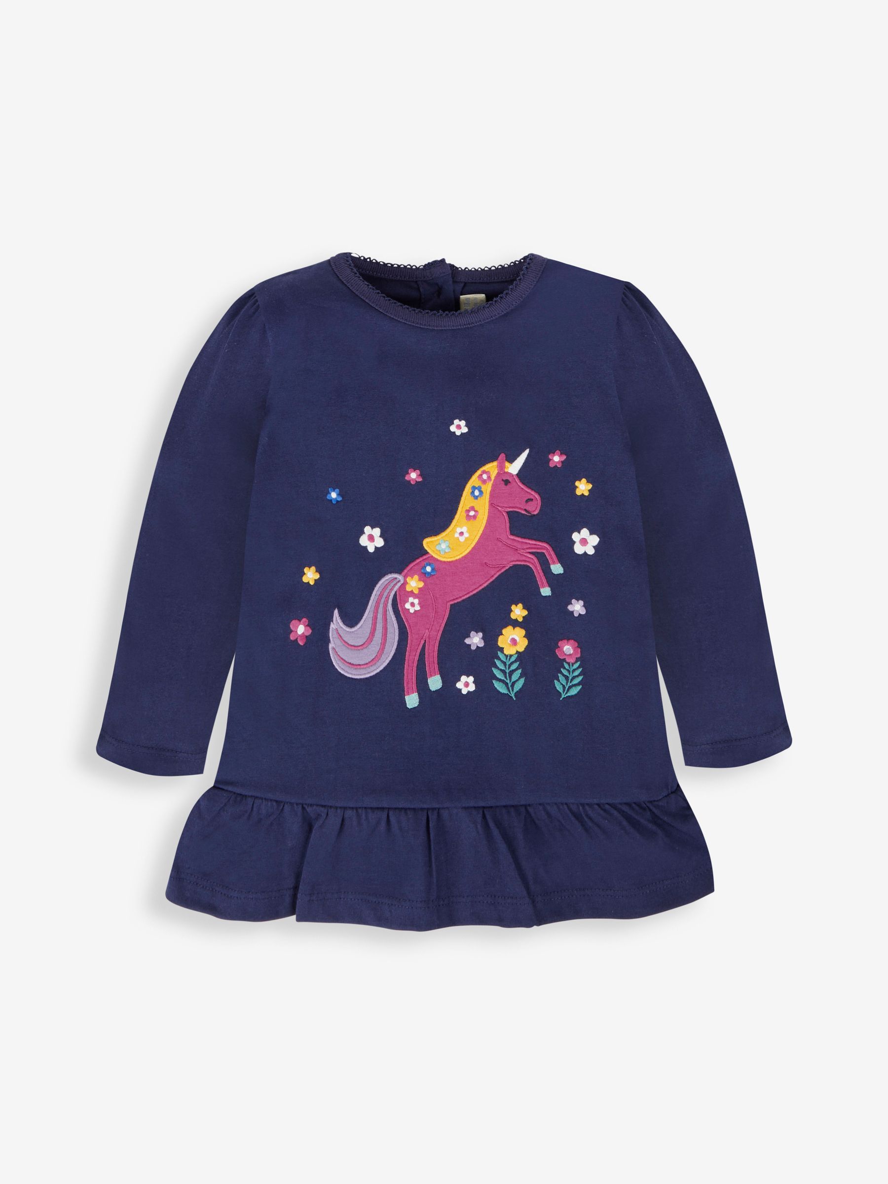 Navy Girls' Unicorn Appliqué Tunic - Image 4 of 4