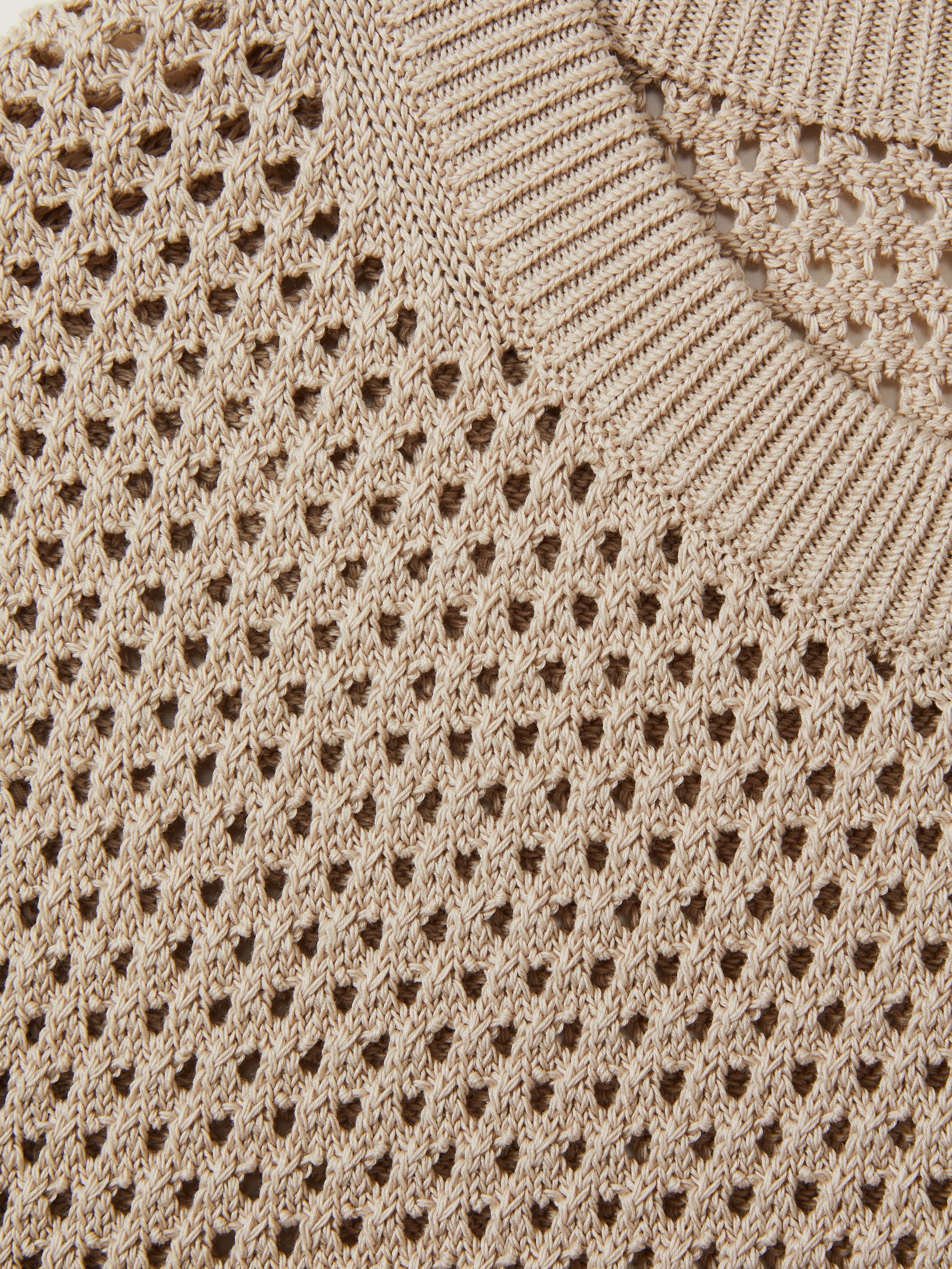 Cotton Blend Crochet Vest in Soft Taupe - Image 6 of 6