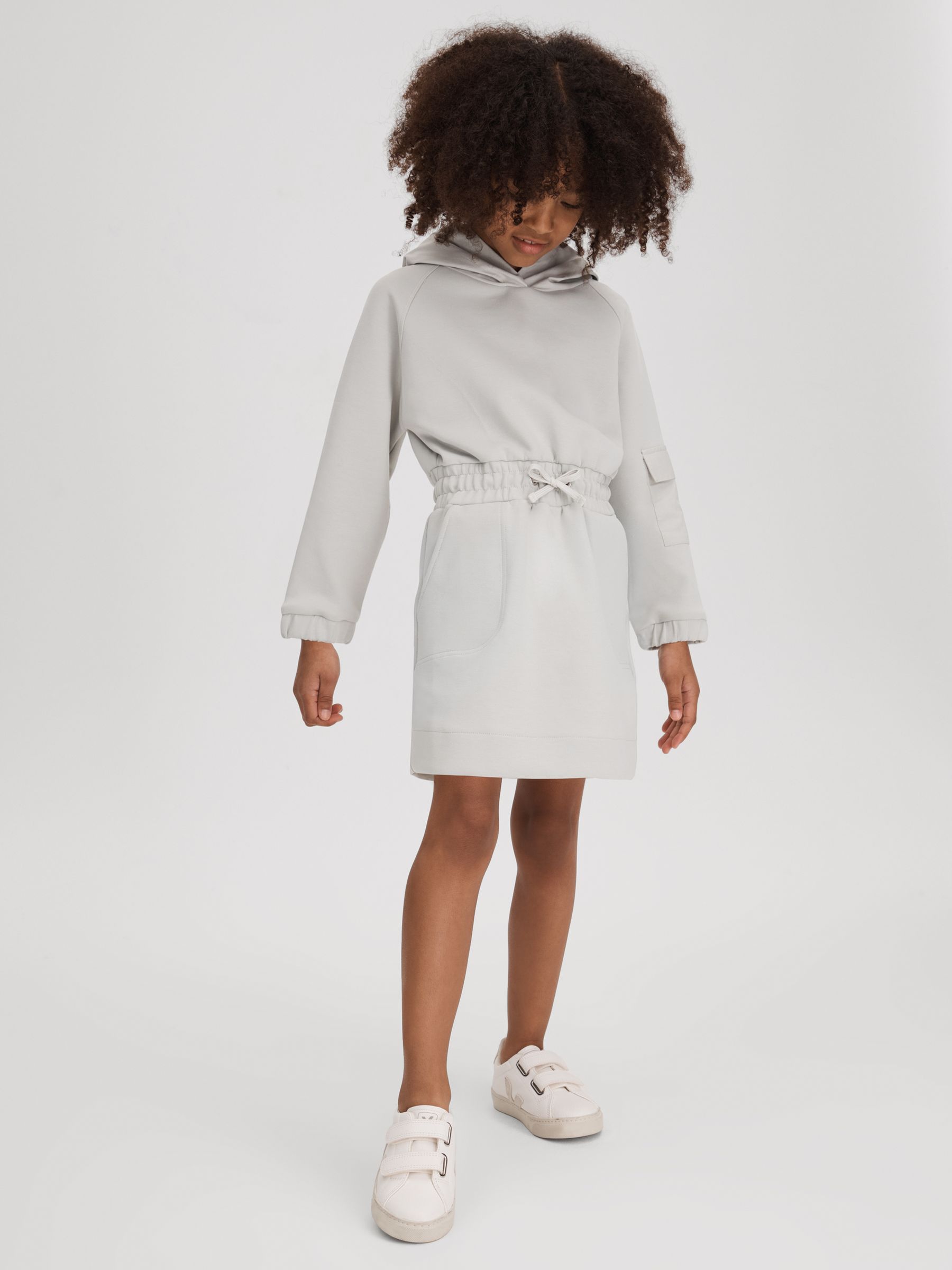 9-13 yrs Hybrid Jersey Hooded Dress in Grey - Image 3 of 4