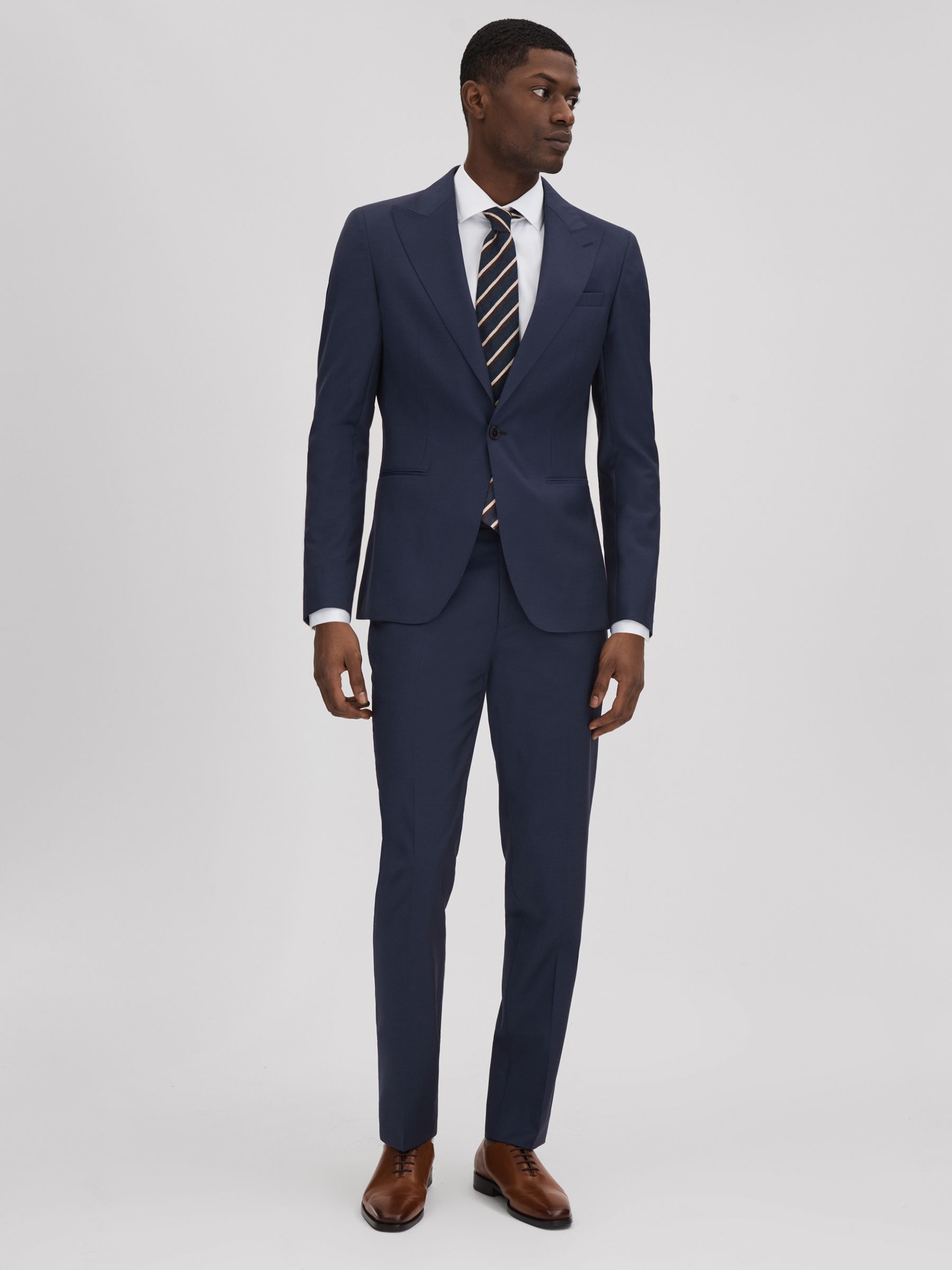 Destiny Navy Wool Side Adjuster Regular Fit Trousers - Image 3 of 5