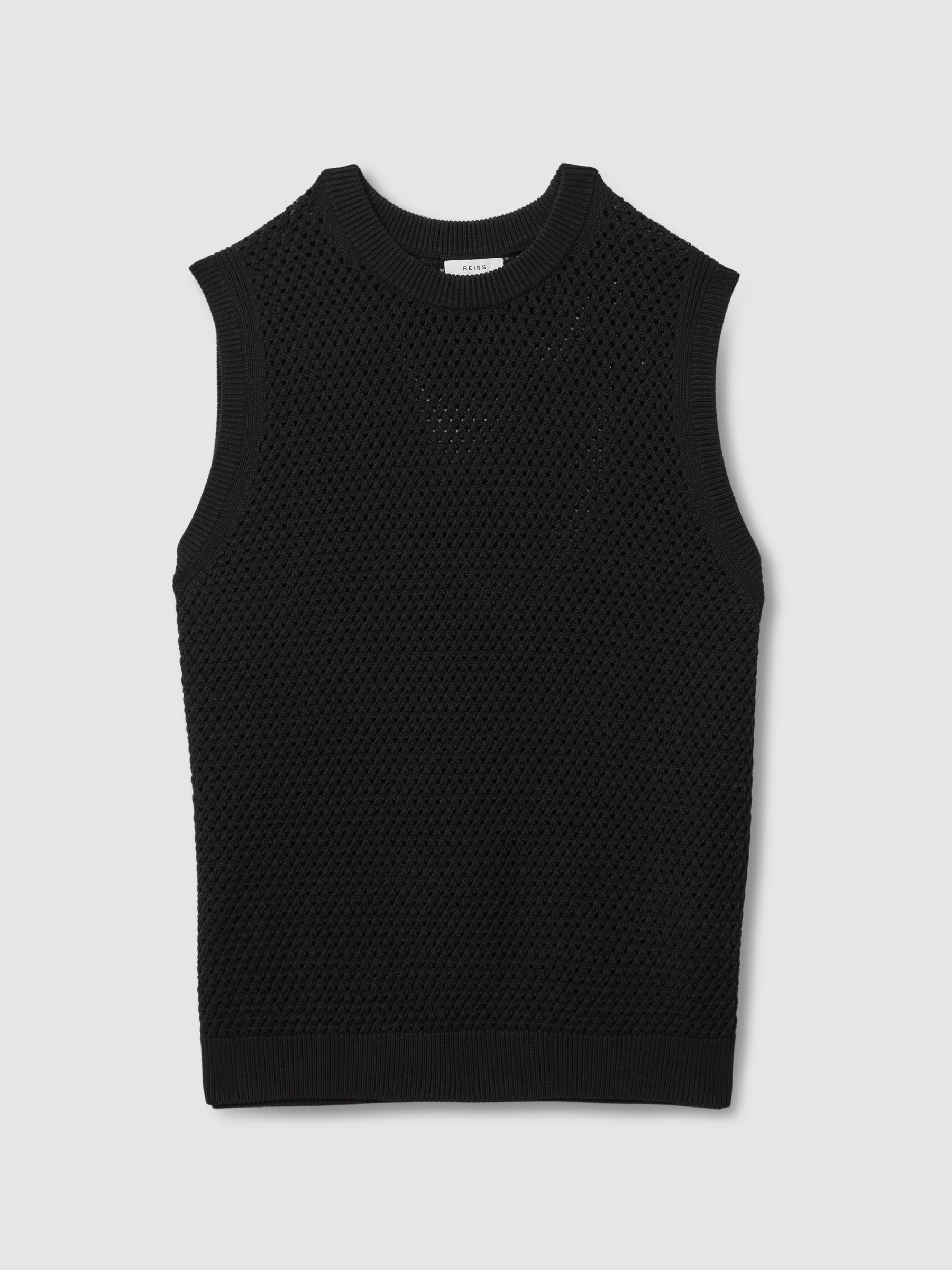 Cotton Blend Crochet Vest in Black - Image 2 of 4 Cotton Blend Crochet Vest in Black - Image 2 of 4