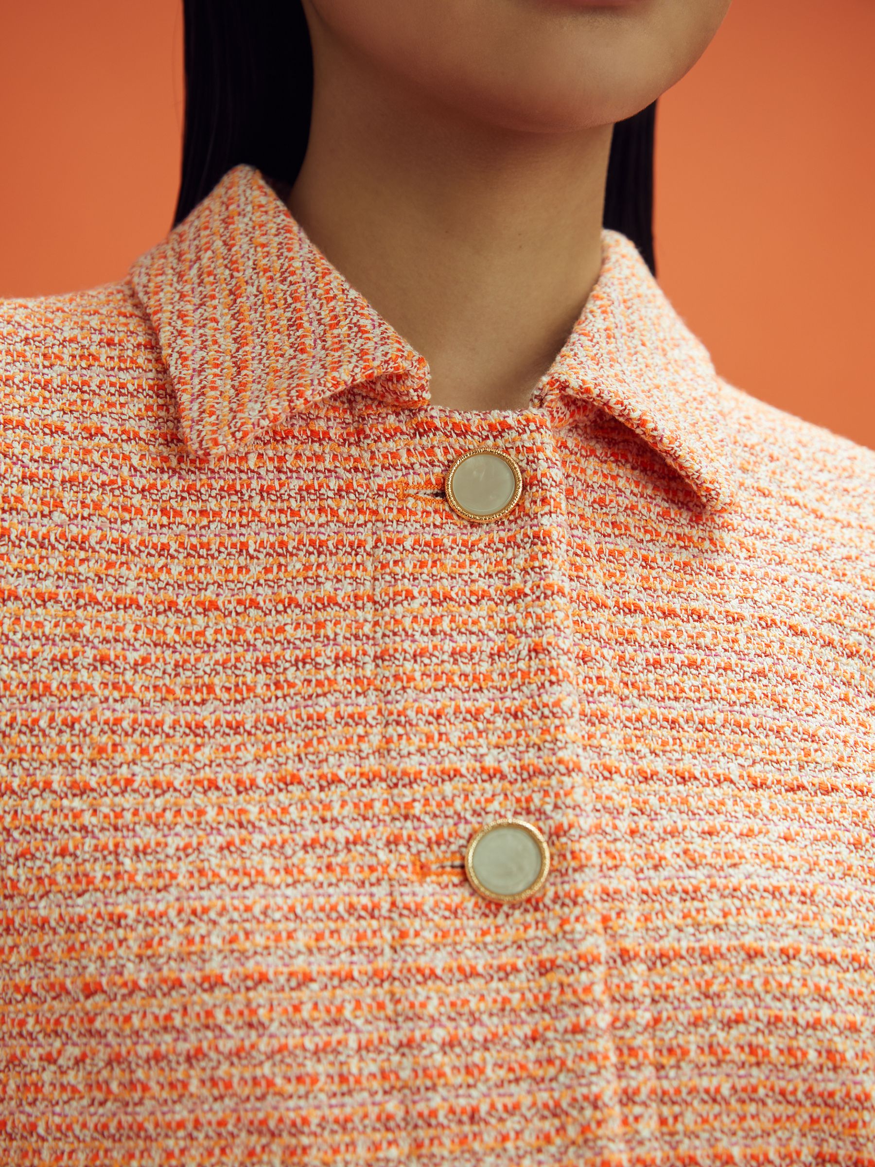 McLaren F1 Boucle Cropped Jacket in Papaya - Image 4 of 8
