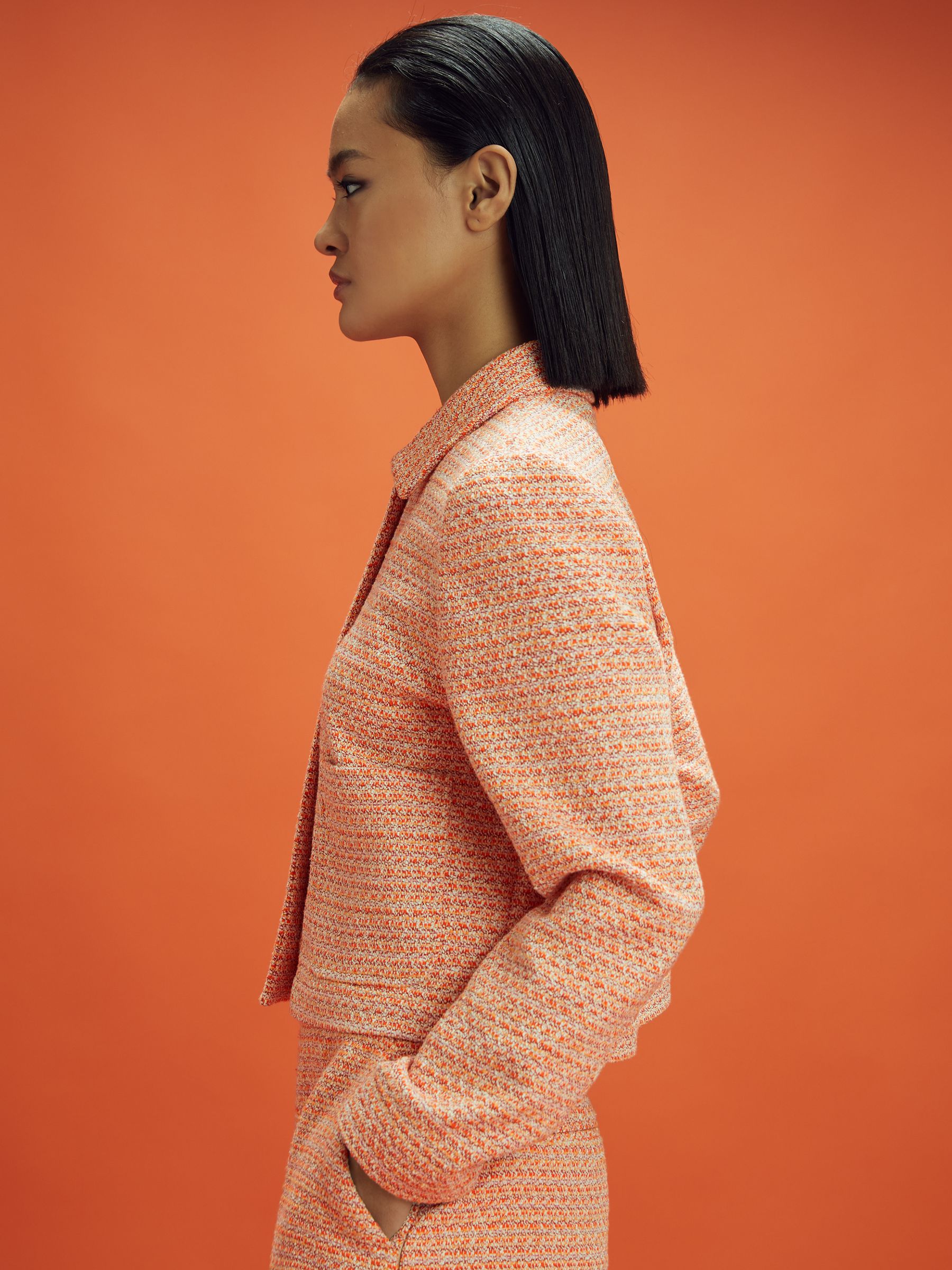 McLaren F1 Boucle Cropped Jacket in Papaya - Image 6 of 8