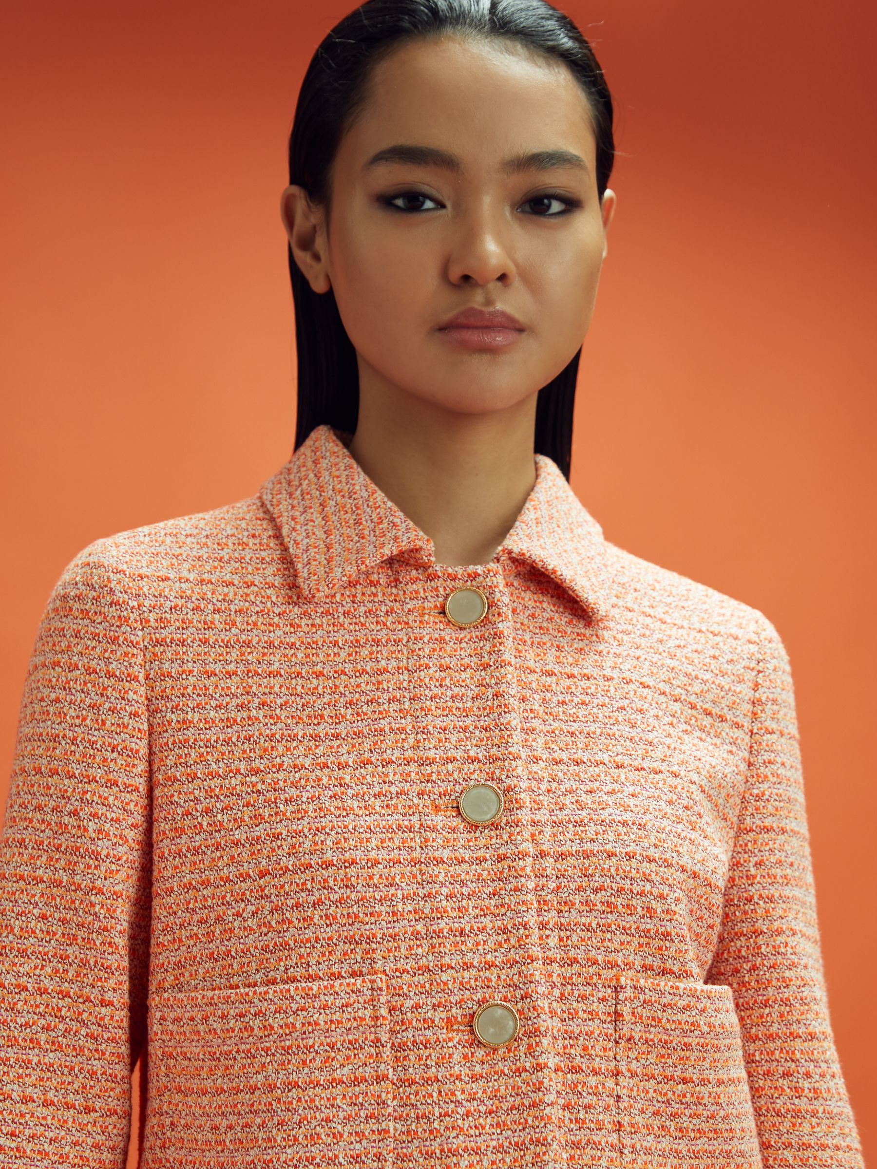 McLaren F1 Boucle Cropped Jacket in Papaya - Image 7 of 8