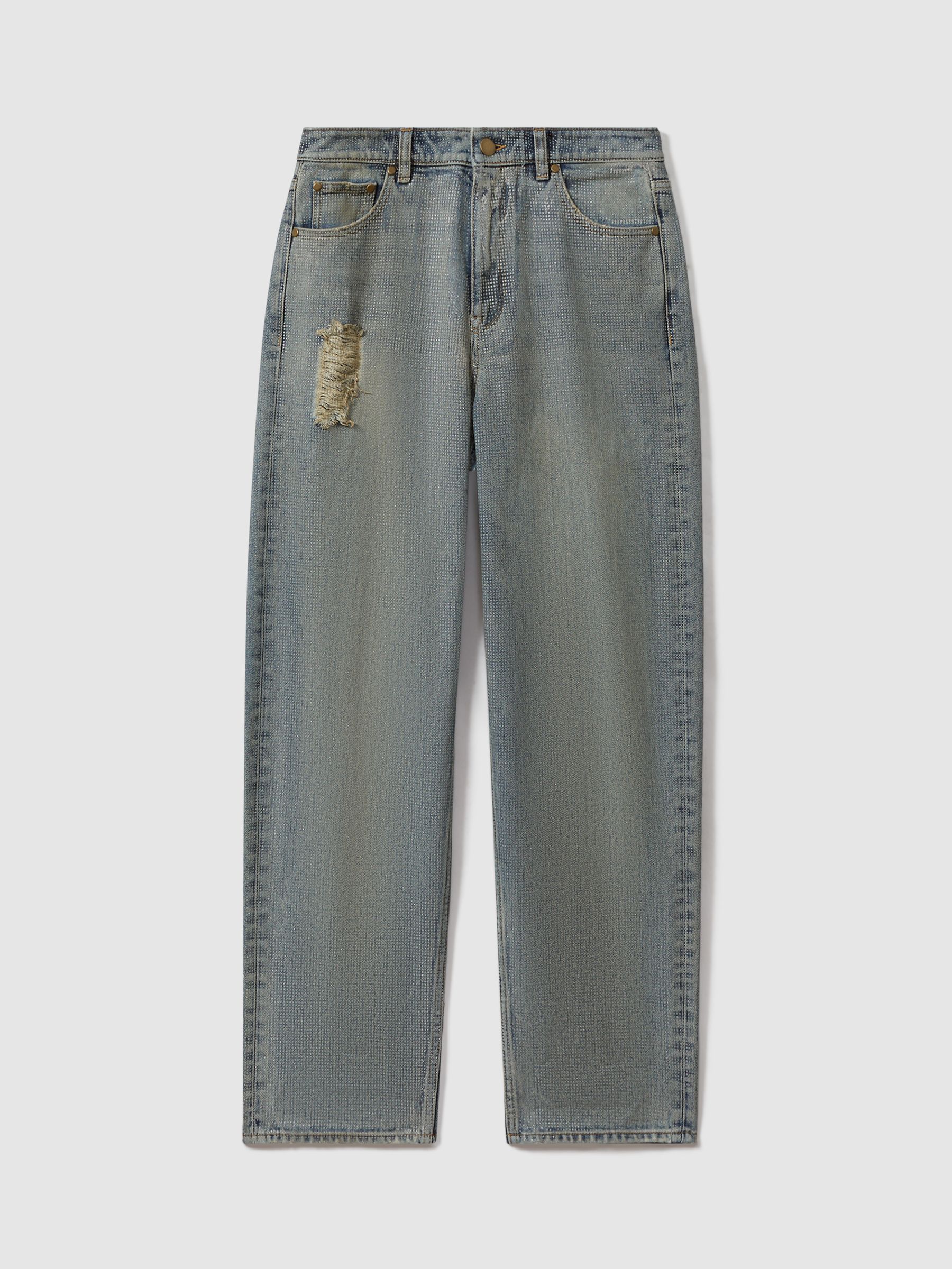 Atelier Embellished Wide Leg Jeans in Blue - Image 2 of 6