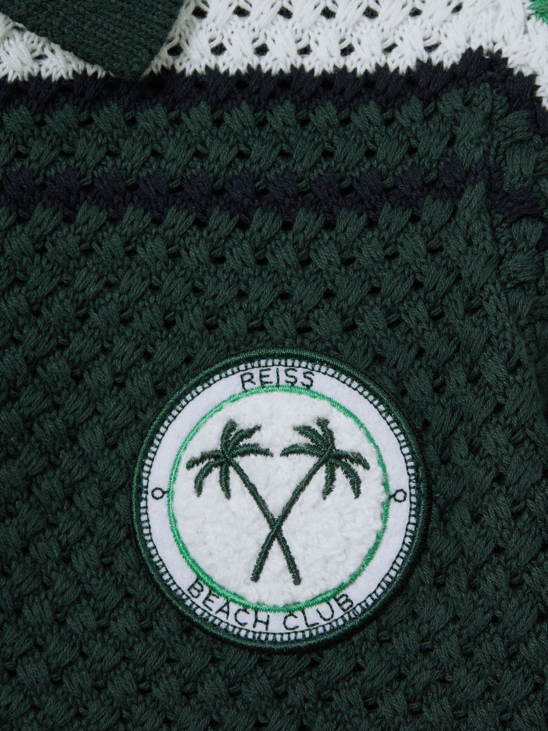 9-13 yrs Textured Cotton Half-Zip Polo Shirt in Dark Green - Image 4 of 4