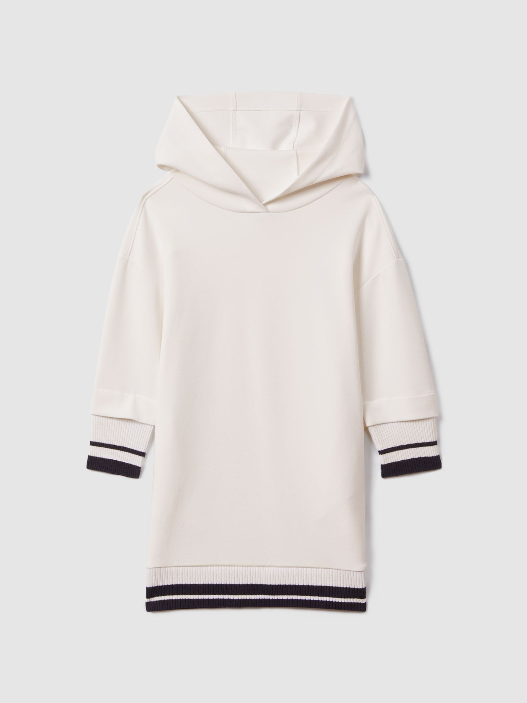 Reiss 9-13 yrs Relaxed Jersey Hooded Dress in Ecru