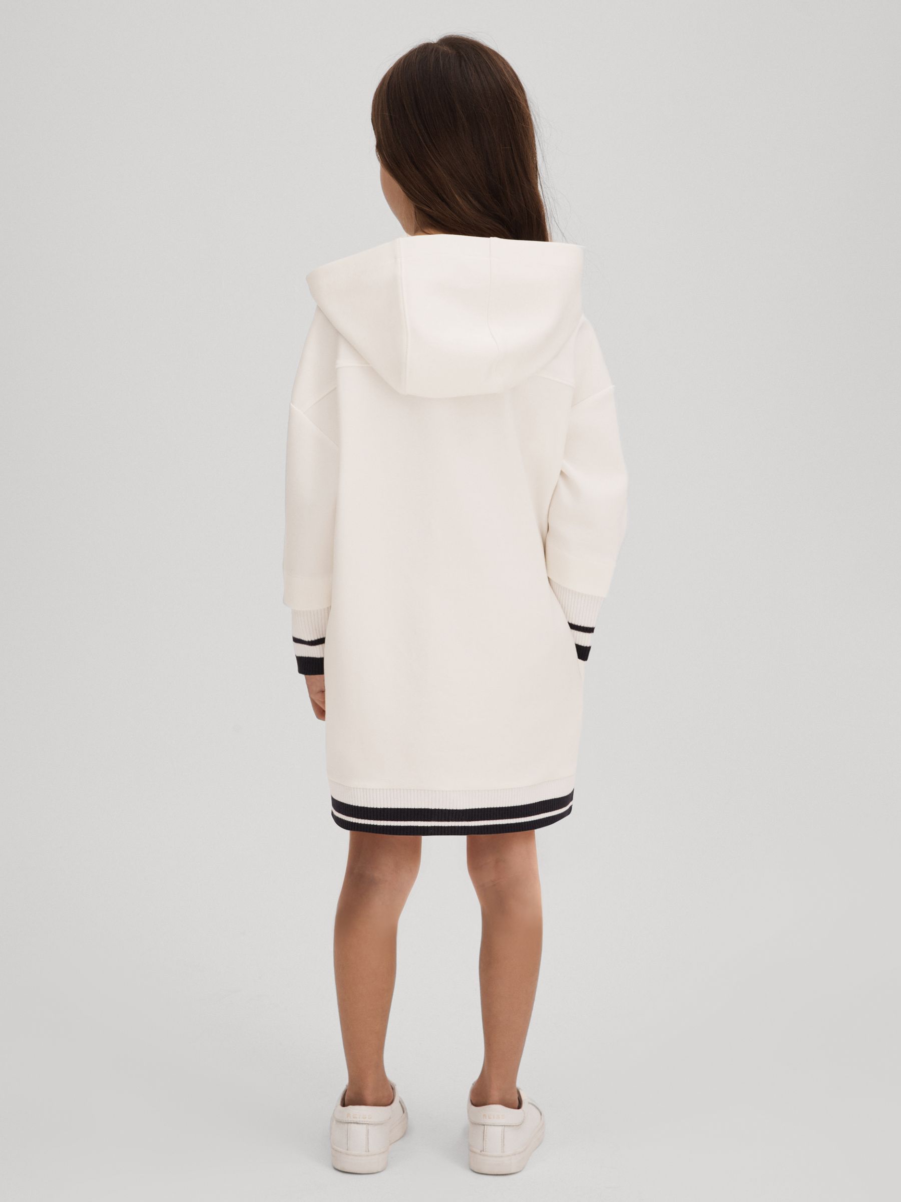 9-13 yrs Relaxed Jersey Hooded Dress in Ecru - Image 5 of 6