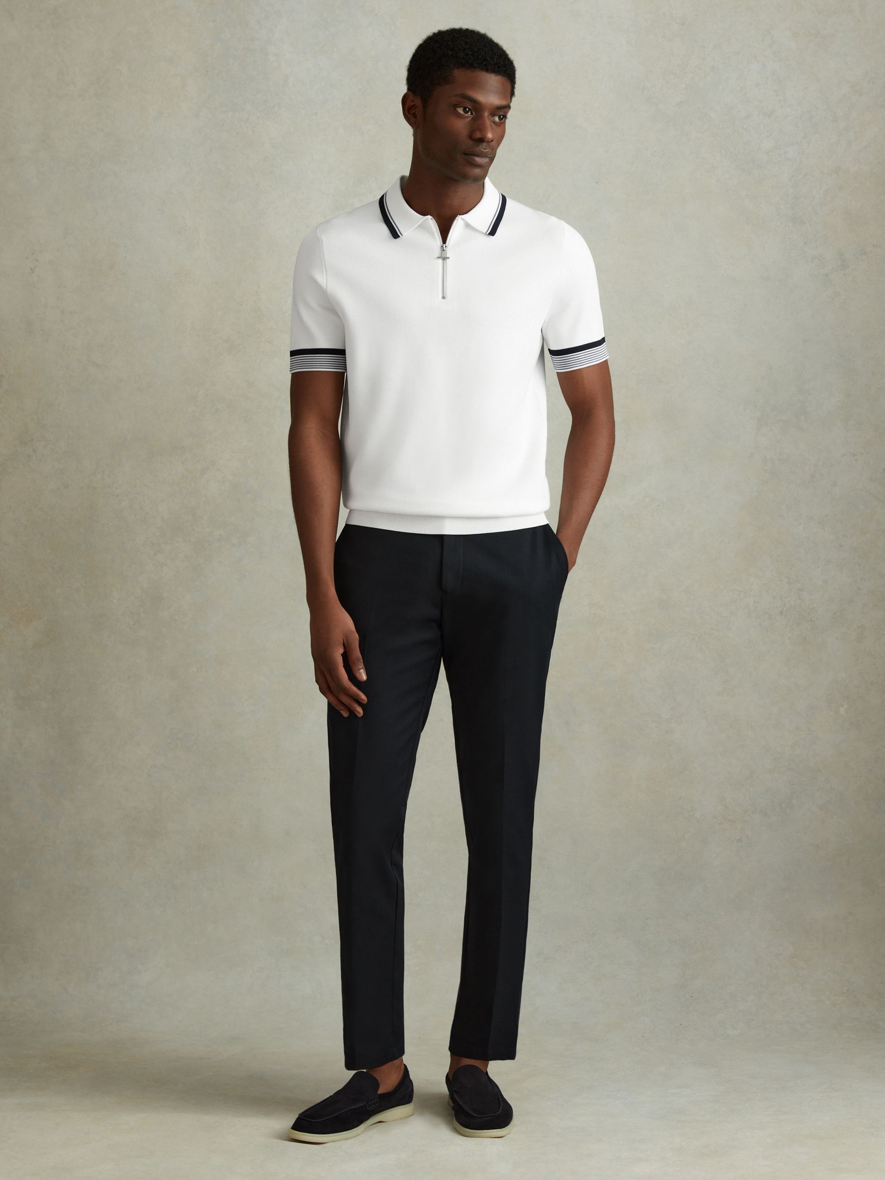 Half-Zip Polo Shirt in Optic White - Image 3 of 6