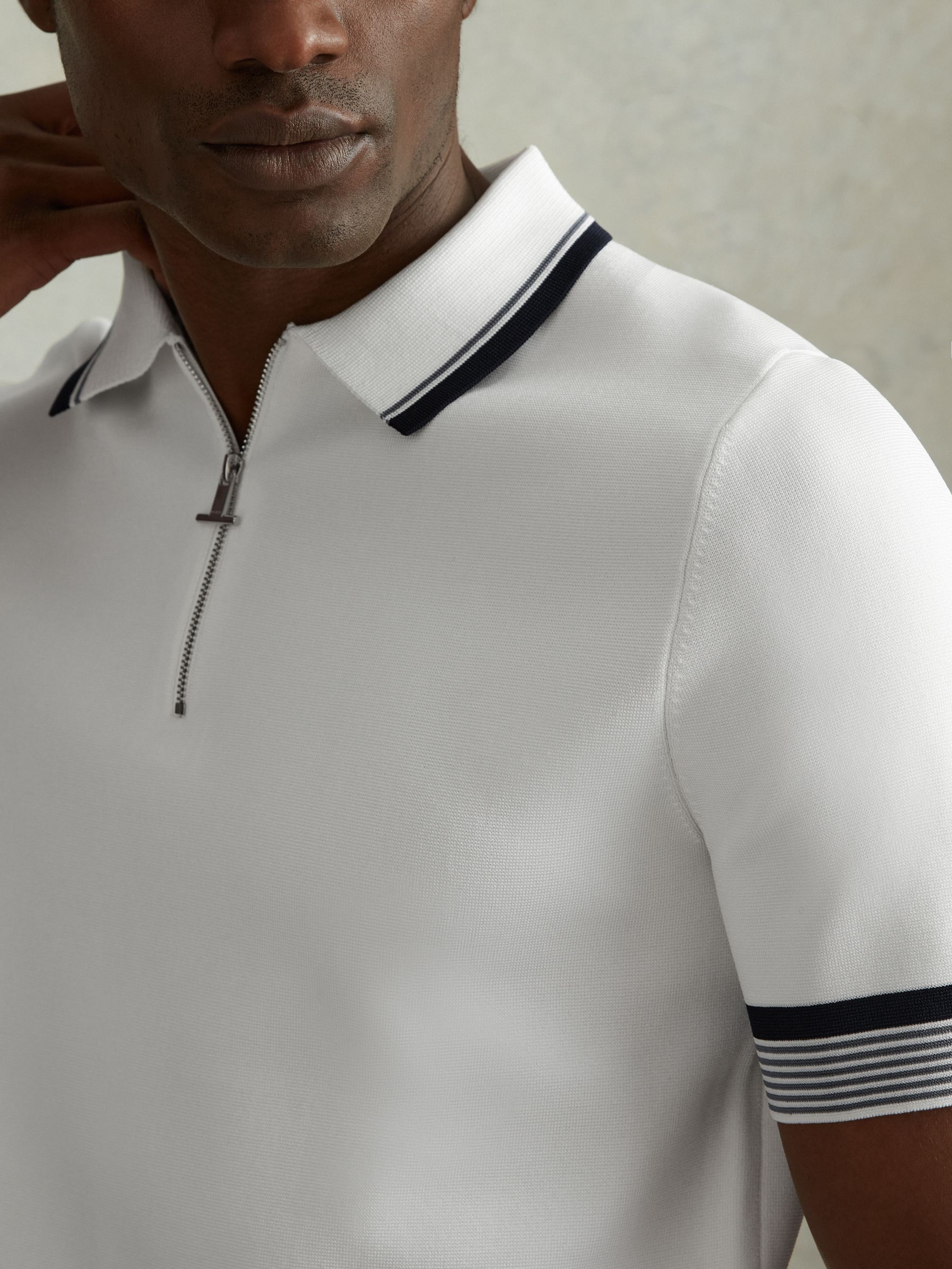 Half-Zip Polo Shirt in Optic White - Image 4 of 6