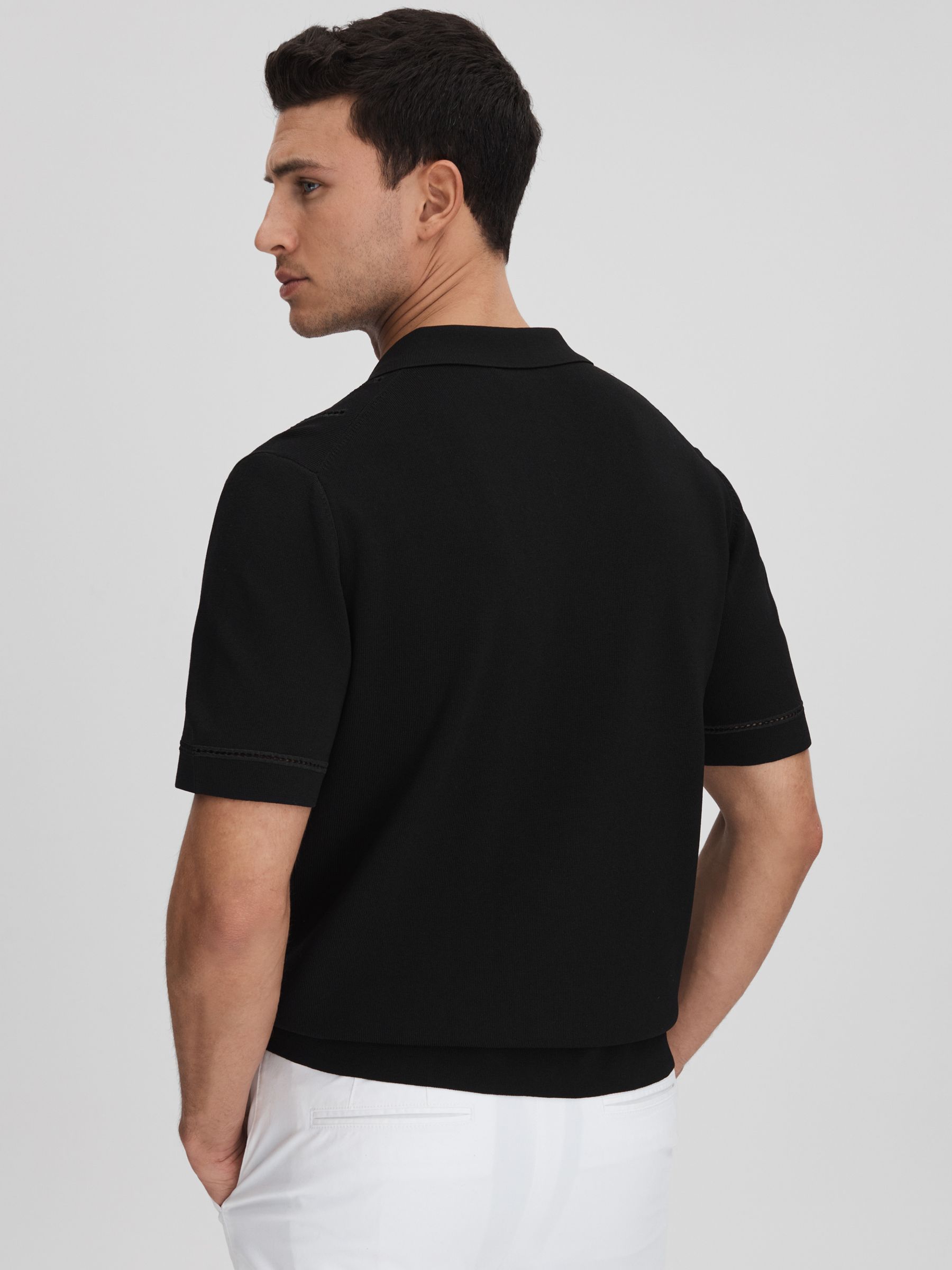 Embroidered Cuban Collar Shirt in Black - Image 5 of 6