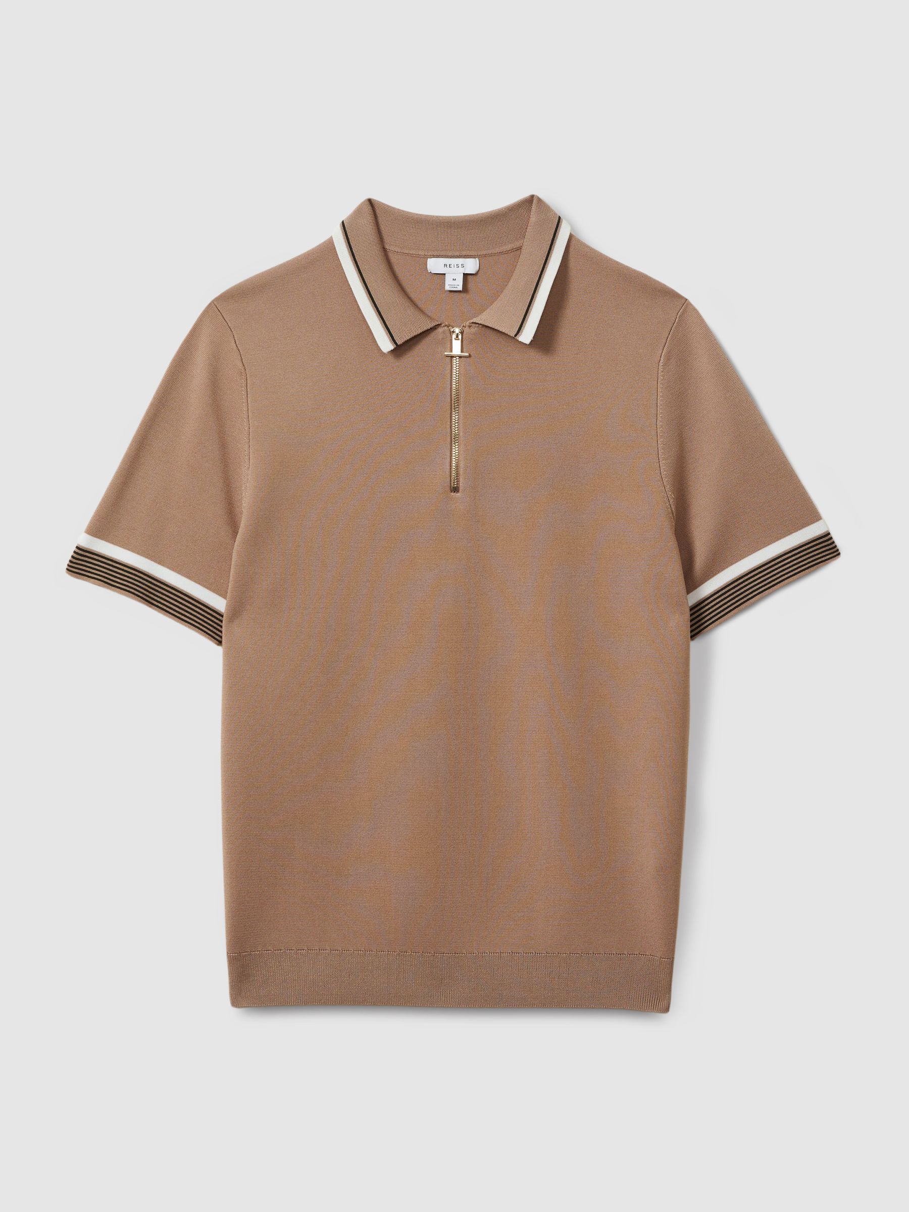 Half-Zip Polo Shirt in Warm Taupe - Image 2 of 6