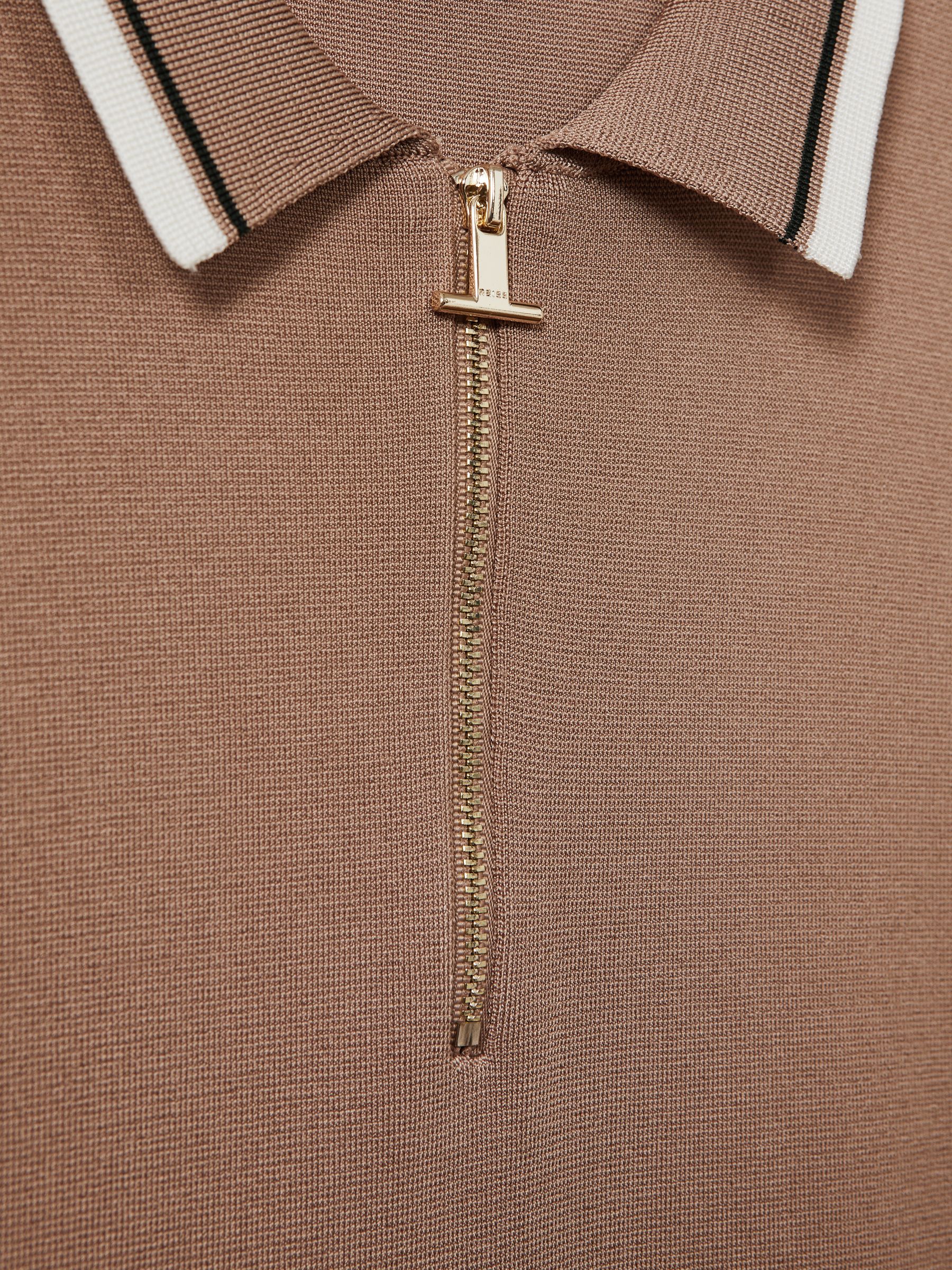 Half-Zip Polo Shirt in Warm Taupe - Image 6 of 6
