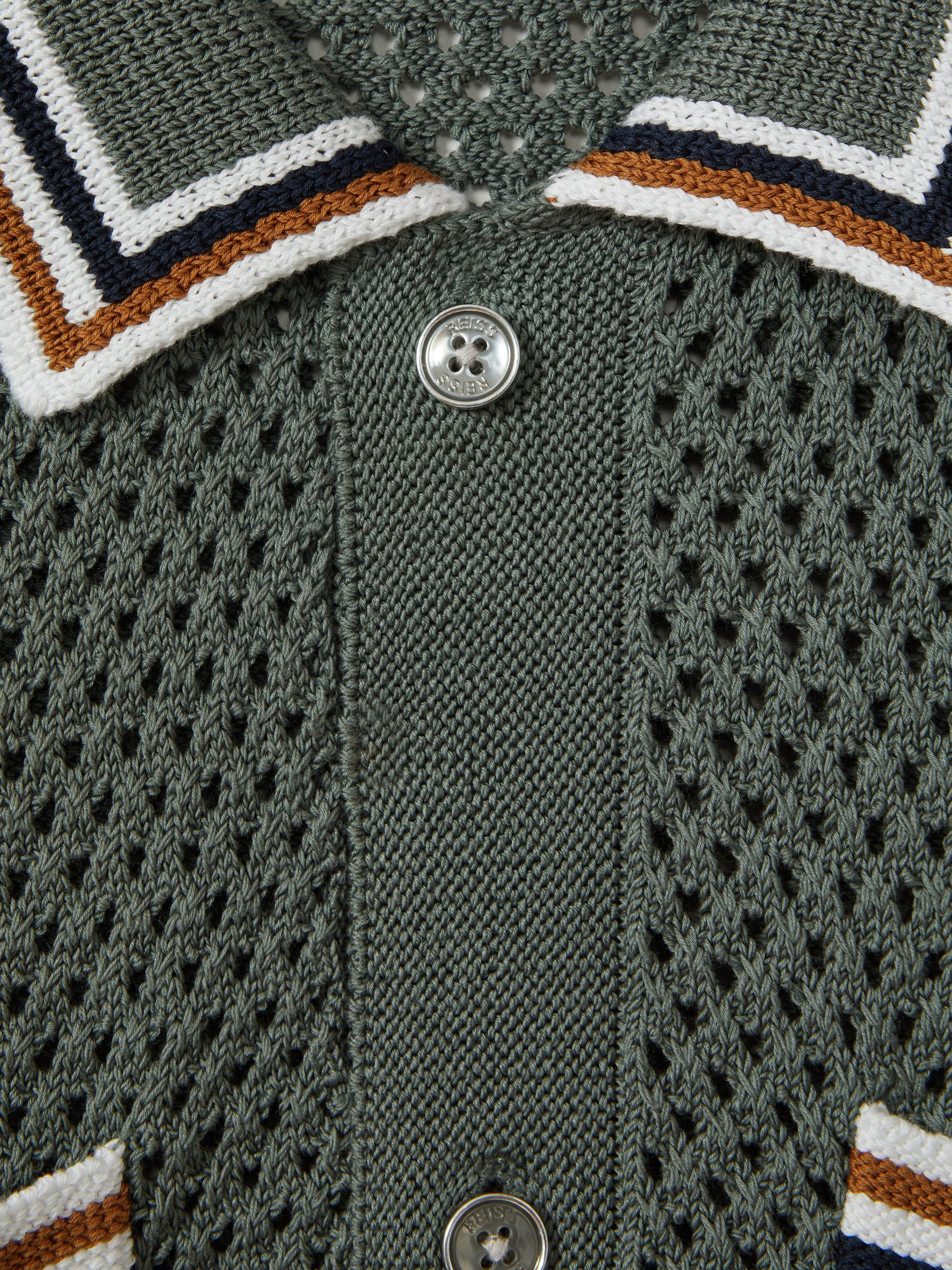 Cotton Blend Crochet Shirt in Dark Sage Green - Image 6 of 6