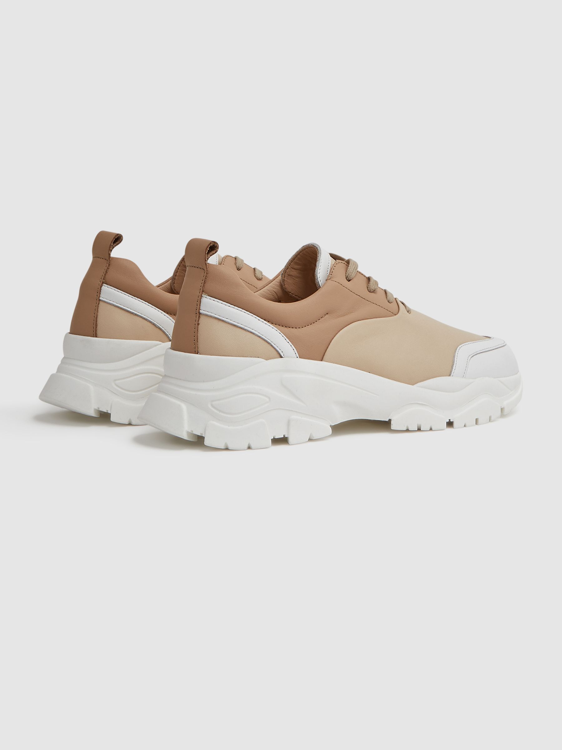 Chunky Leather Trainers in Neutral - Image 4 of 5