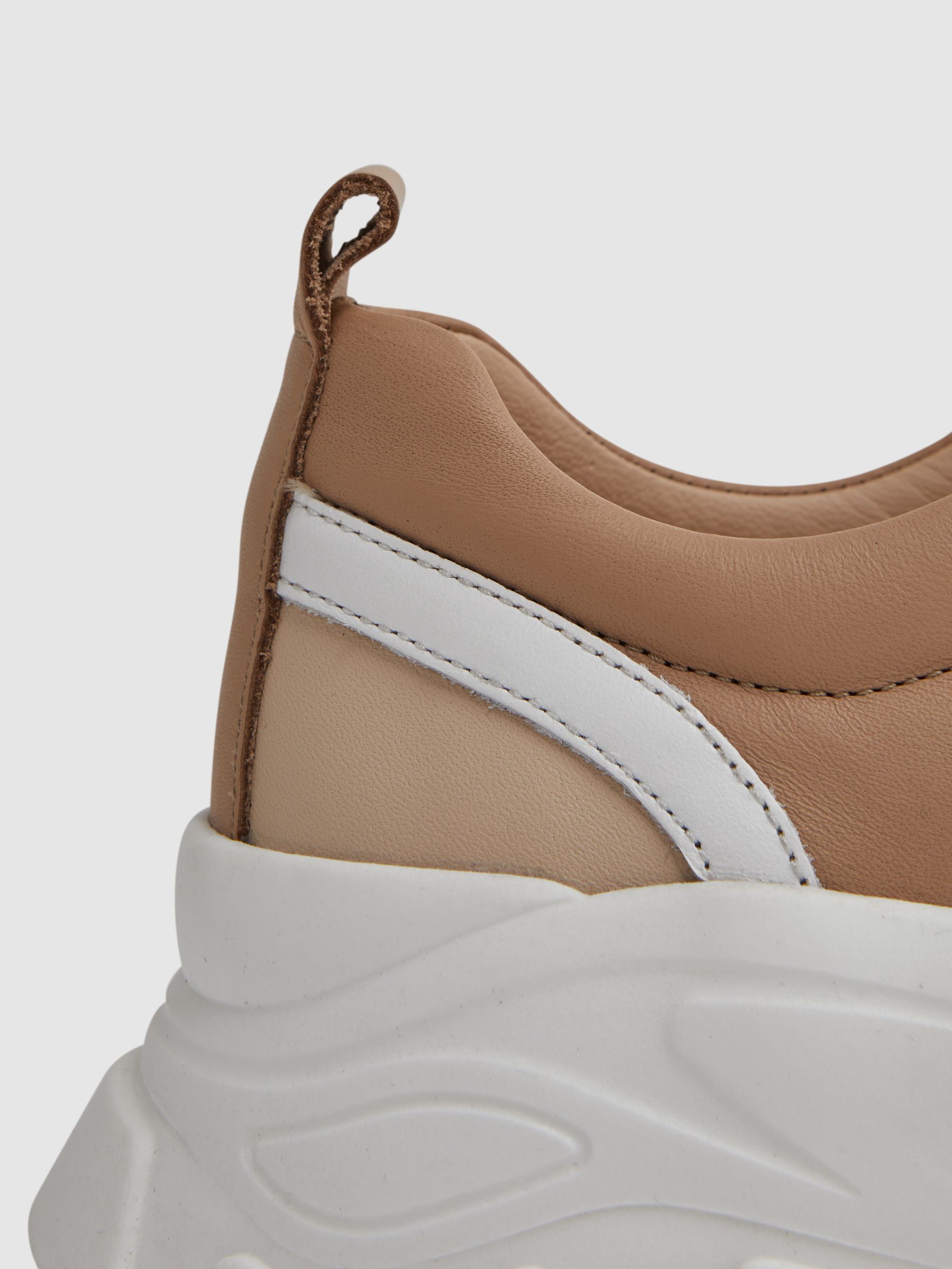Chunky Leather Trainers in Neutral - Image 5 of 5