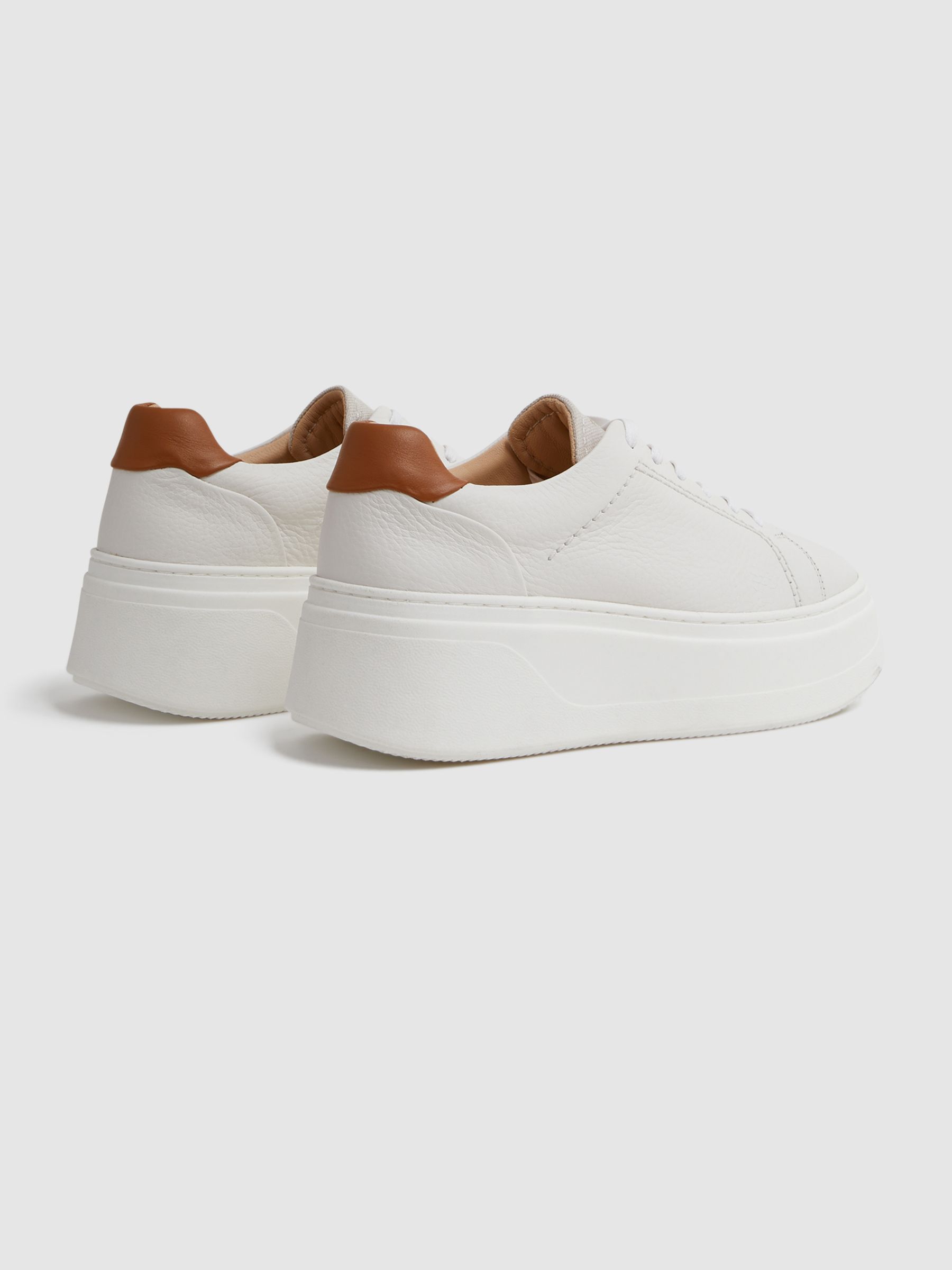 Chunky Leather Trainers in White - Image 4 of 5