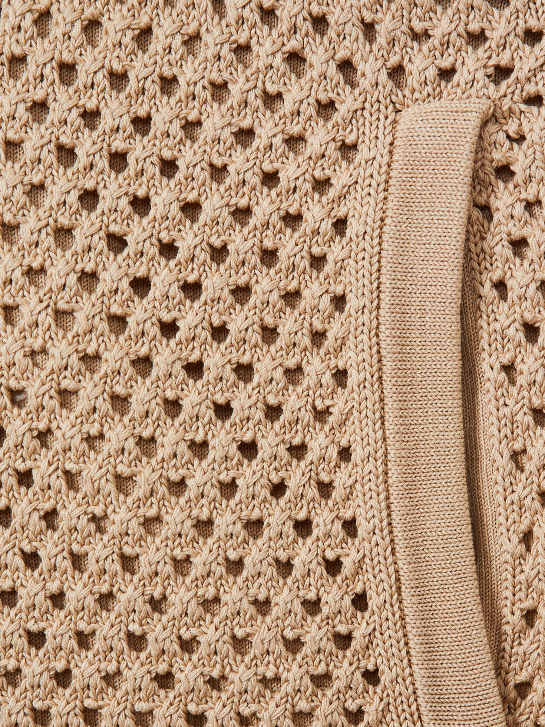 Cotton Blend Crochet Drawstring Shorts in Soft Taupe - Image 6 of 6