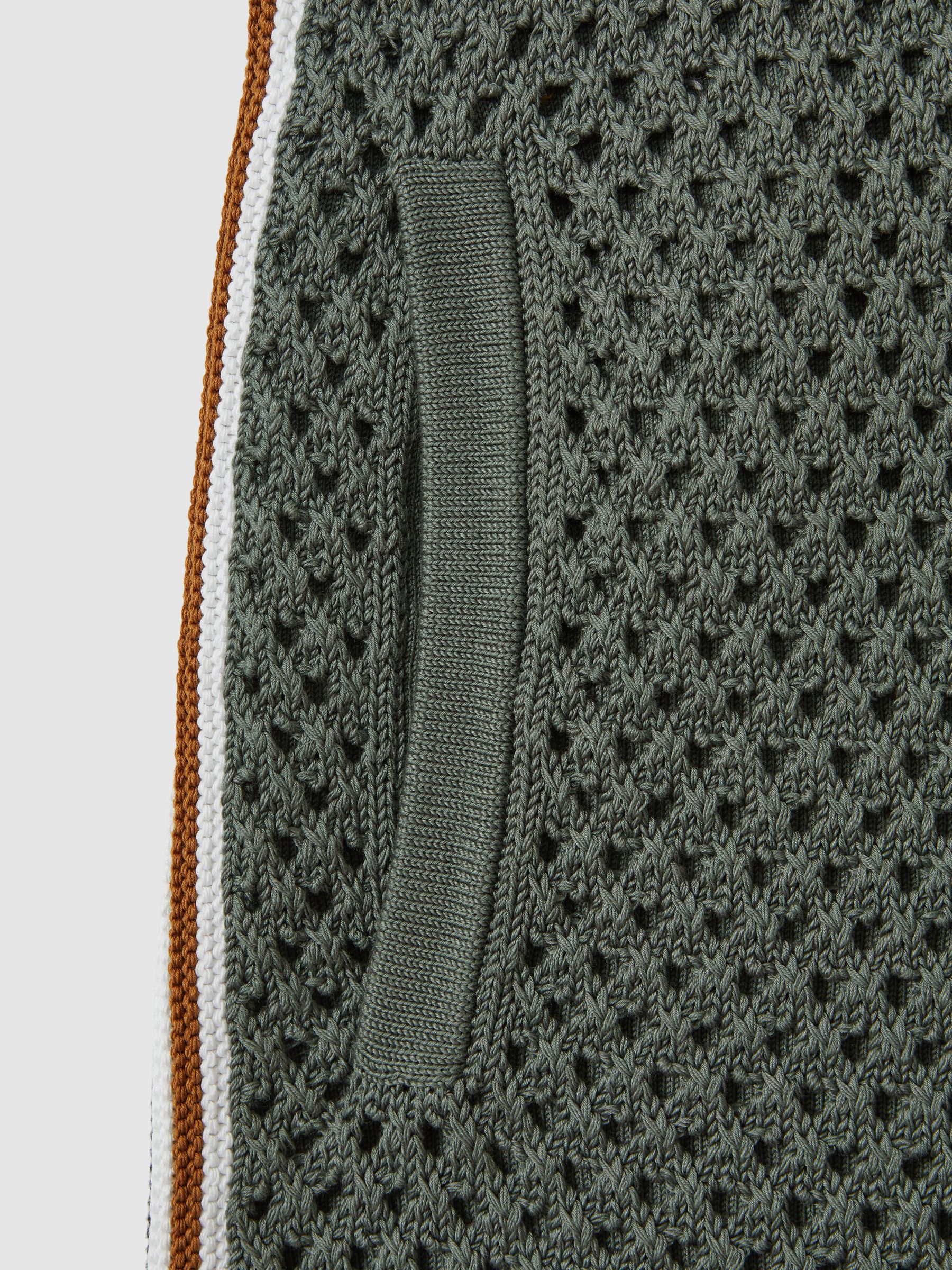 Cotton Blend Crochet Drawstring Shorts in Dark Sage Green - Image 6 of 6