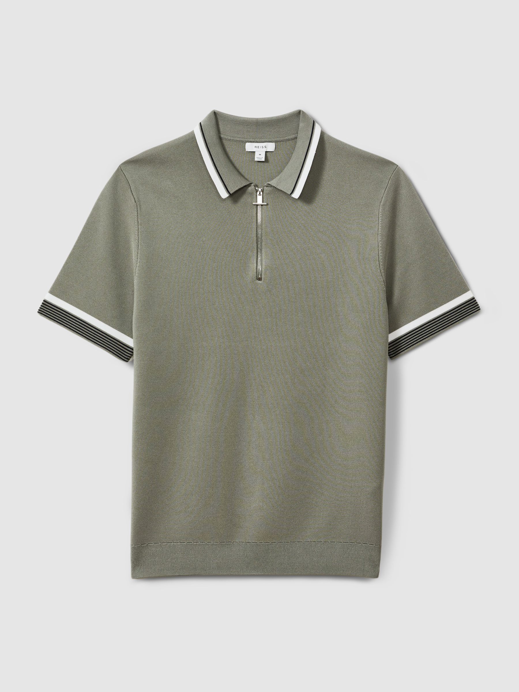 Half-Zip Polo Shirt in Sage - Image 2 of 6