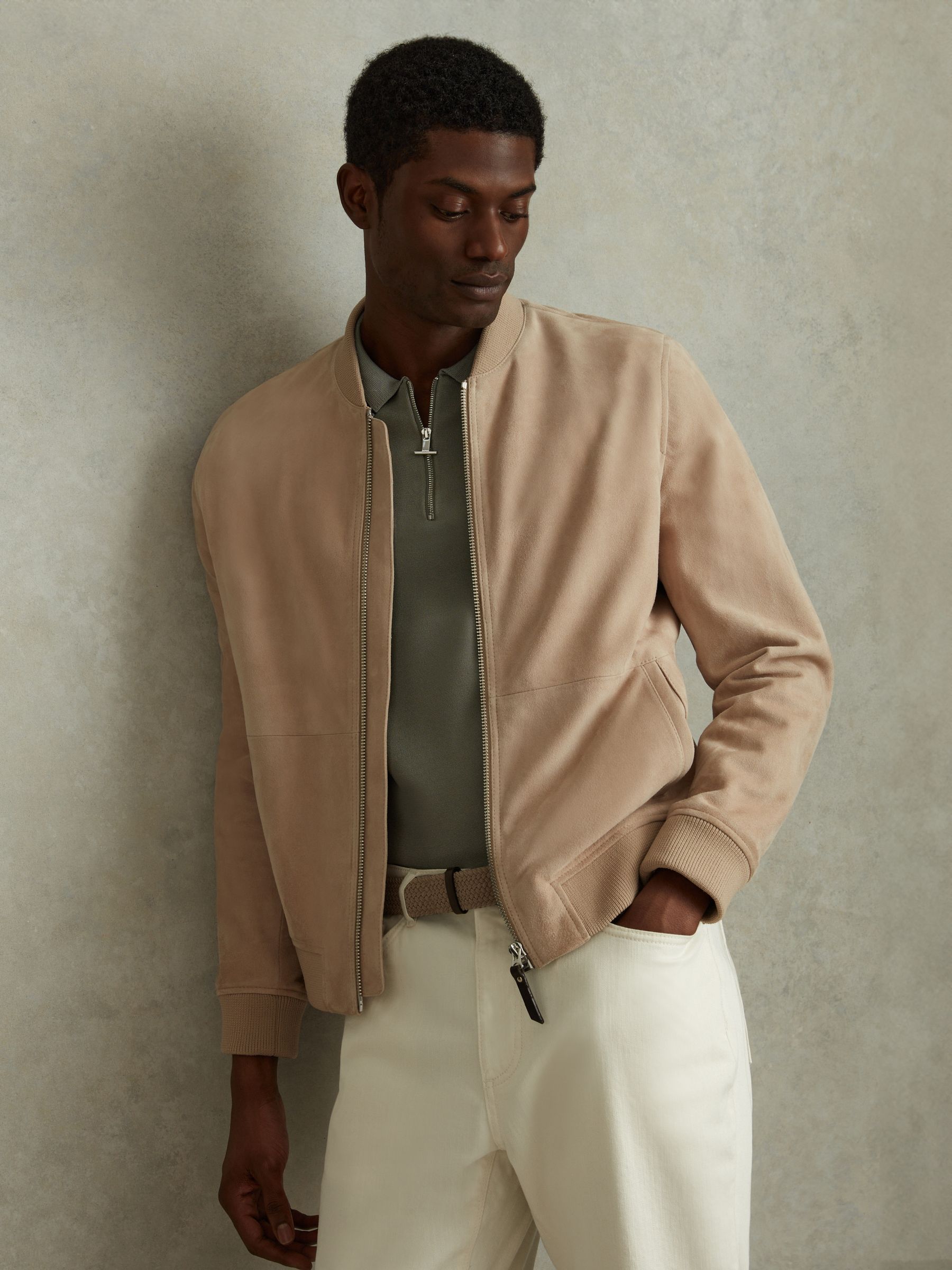 Half-Zip Polo Shirt in Sage - Image 4 of 6