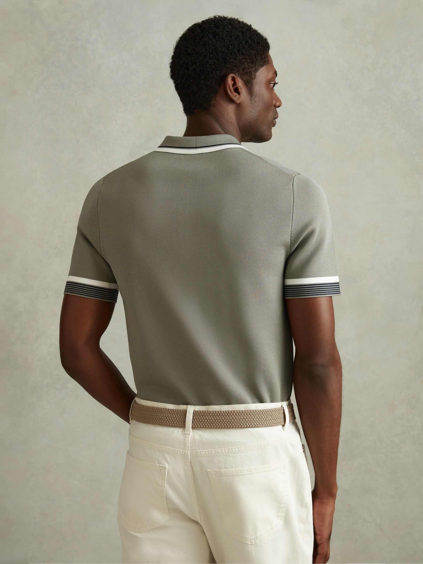 Half-Zip Polo Shirt in Sage - Image 5 of 6